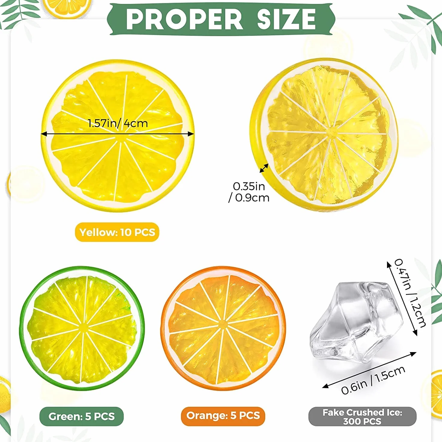 200 Pezzi Ghiaccio Finto Trasparente, Frutta Artificiale Fette Limone Decorazione Festa