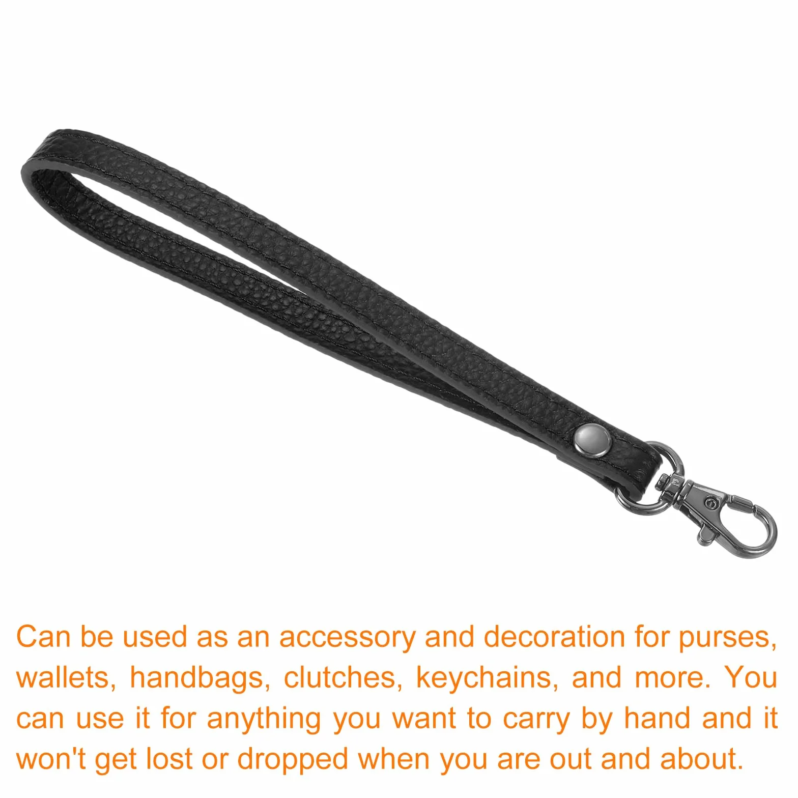QUARKZMAN Cinturino da Polso in Pelle 190mm Tracolla Sostitutivo per Borsa Pochette a Mano Nero