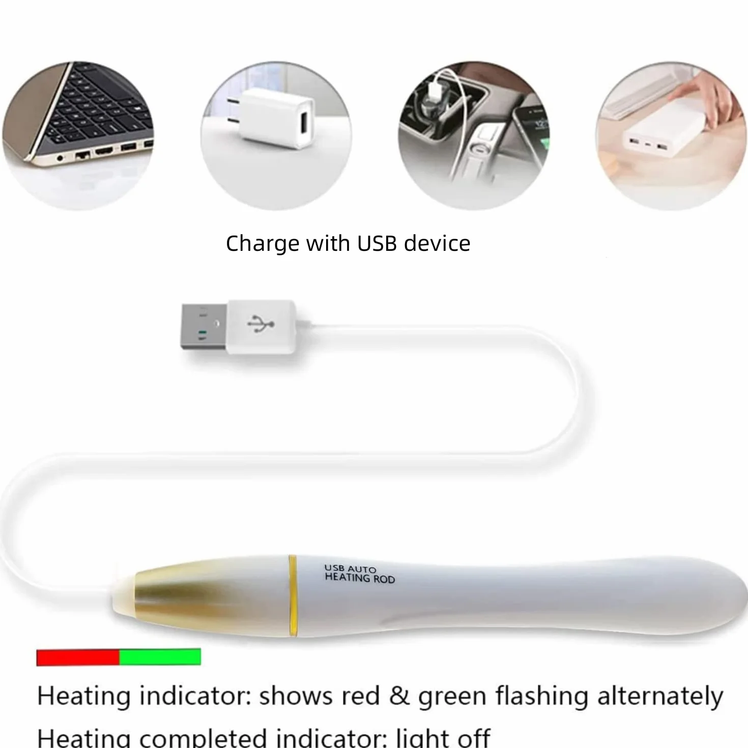 NUHUi Auto Heater Stick LED Riscaldatore 38℃ 4-5 minuti Cavo 1,1 m Portatile