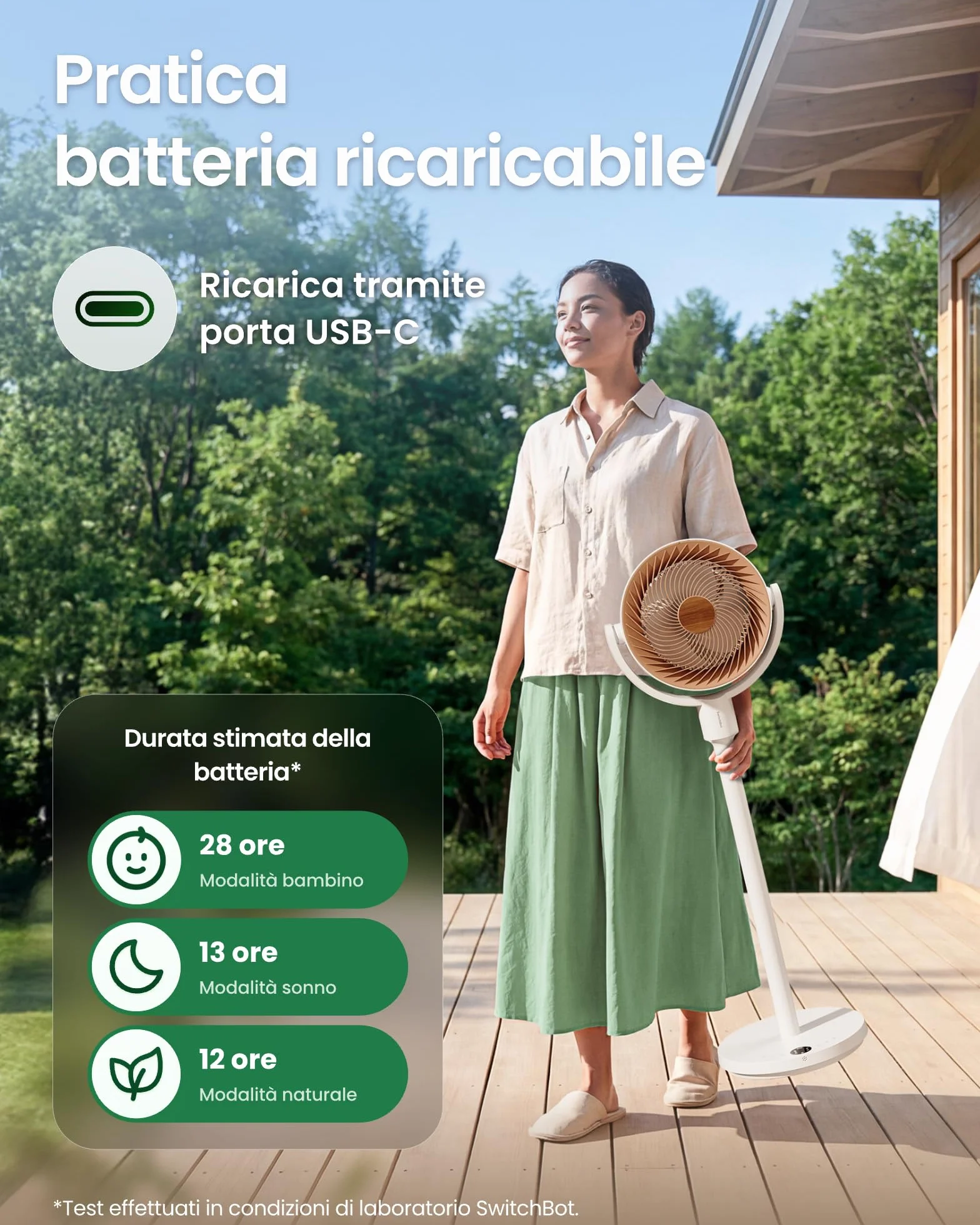 SwitchBot Ventilatore a circolazione d'aria a piantana RGB, silenzioso (22 dB) con telecomando, compatibile Matter via Hub, portata 9,15 m³/min, altezza regolabile, 4 modalità, 9 velocità, timer 9 ore