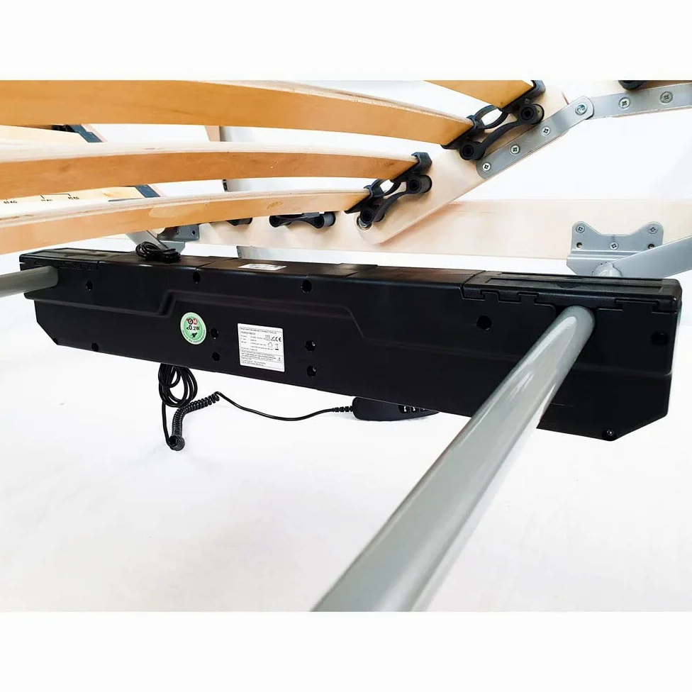 Comprarredo Rete ortopedica elettrica motorizzata in legno di faggio naturale con regolatori di portanza, due motori indipendenti, batteria di emergenza e telecomando, singola 80x190