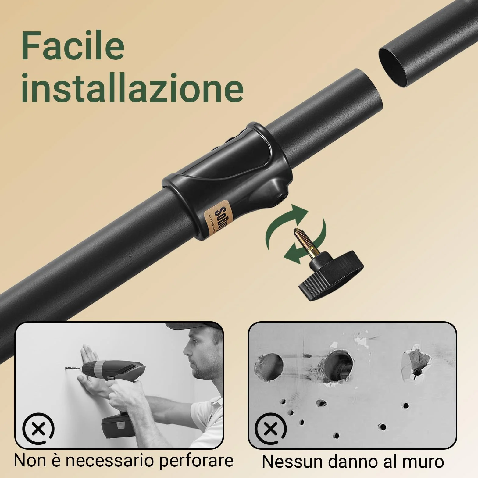 SoBuy Appendiabiti Telescopico, Stand Appendiabiti Robusto, Guardaroba Aperto Regolabile con Barre Appendiabiti per Camera da Letto, Cabina Armadio, Nero FRG109-II-SCH