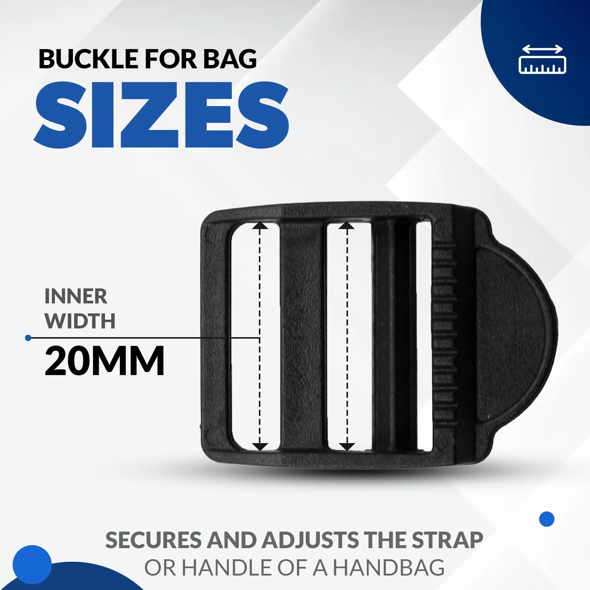 Fibbie Plastica Doppia Barra 10 Pezzi Chiusura per Borse Zaino