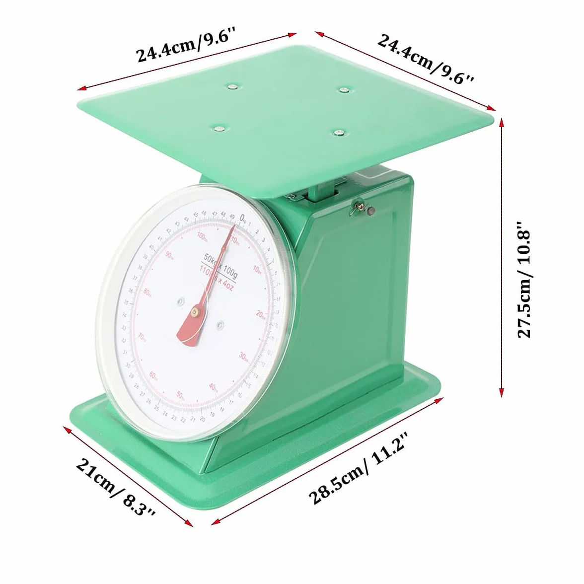 Bilancia meccanica resistente per cucina e cibo, con quadrante industriale, con piattaforma in acciaio inox, 50 kg