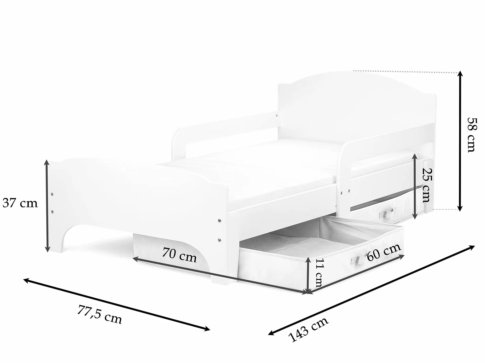 Leomark Letto per Bambini in Legno 140x70 cm SMART con Cassetto, Materasso e Telaio, Stampa Animali Selvaggi