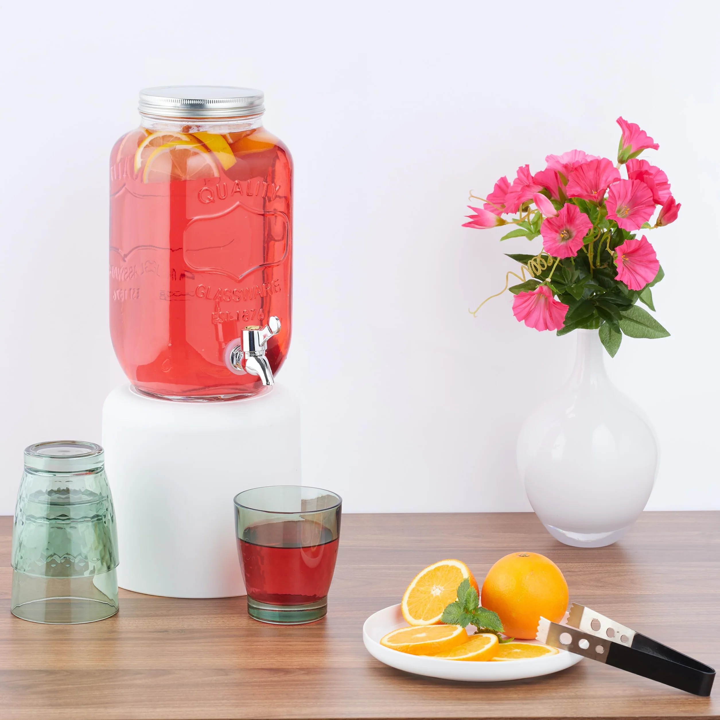 Relaxdays Erogatore Bevande 3,5 L Vetro con Rubinetto e Coperchio