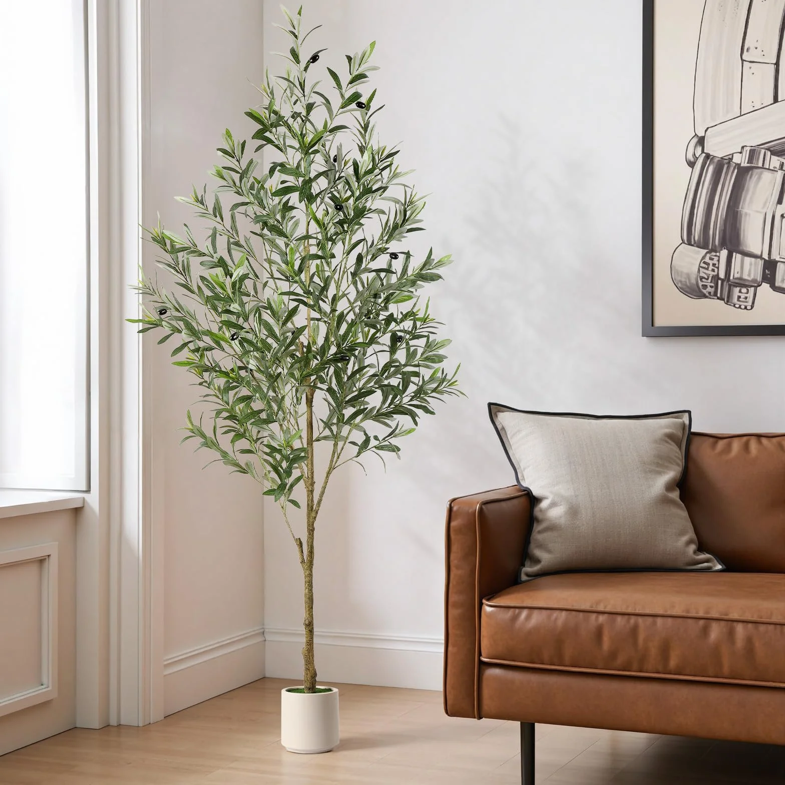 Alupssuc 180cm Olivo Artificiale, Albero di Ulivo Artificiale Piante Finte da Interno Piante Finte Perfette in Vaso, Decorazione Realistica in Vaso per Interni ed Esterni per Soggiorno e Ufficio
