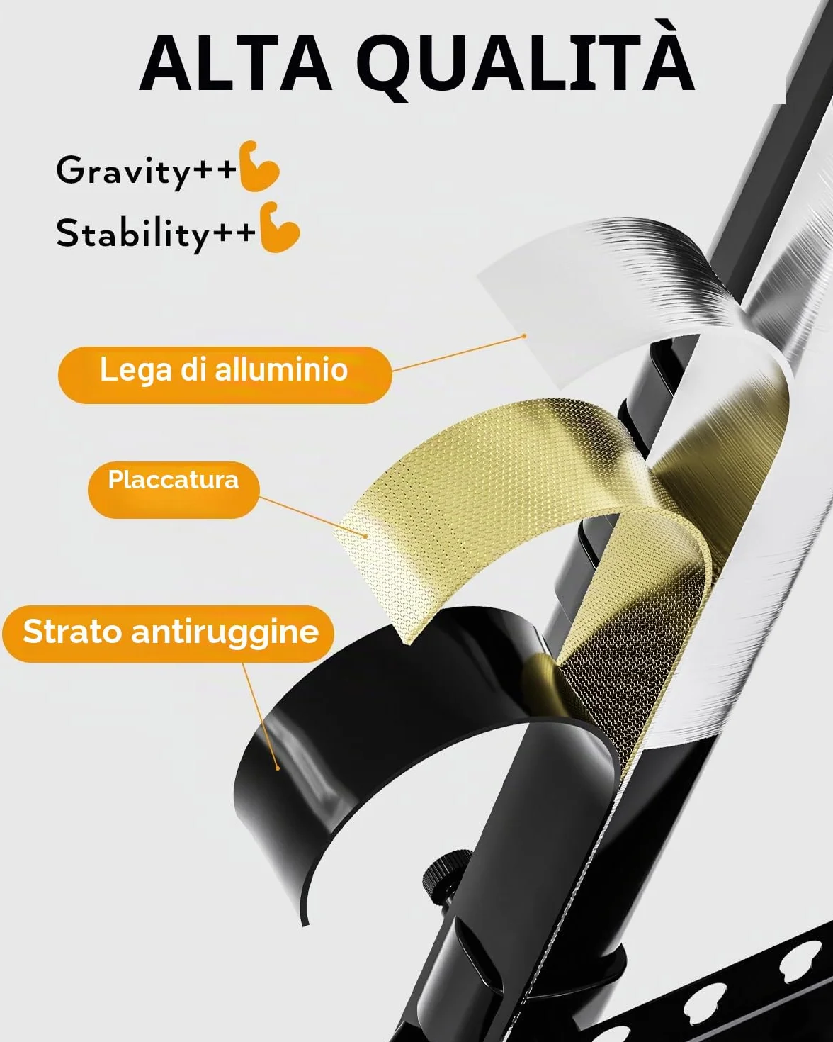 Nicpro cavalletto pittura in alluminio nero altezza regolabile 43-168 cm