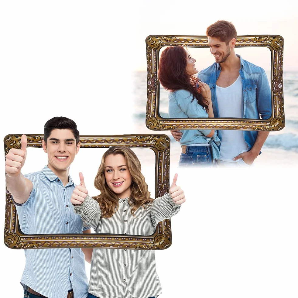 Cornice Portafoto Gonfiabile 46 x 67 cm Marrone per Selfie Photo Booth Festa Matrimoni Decorazione