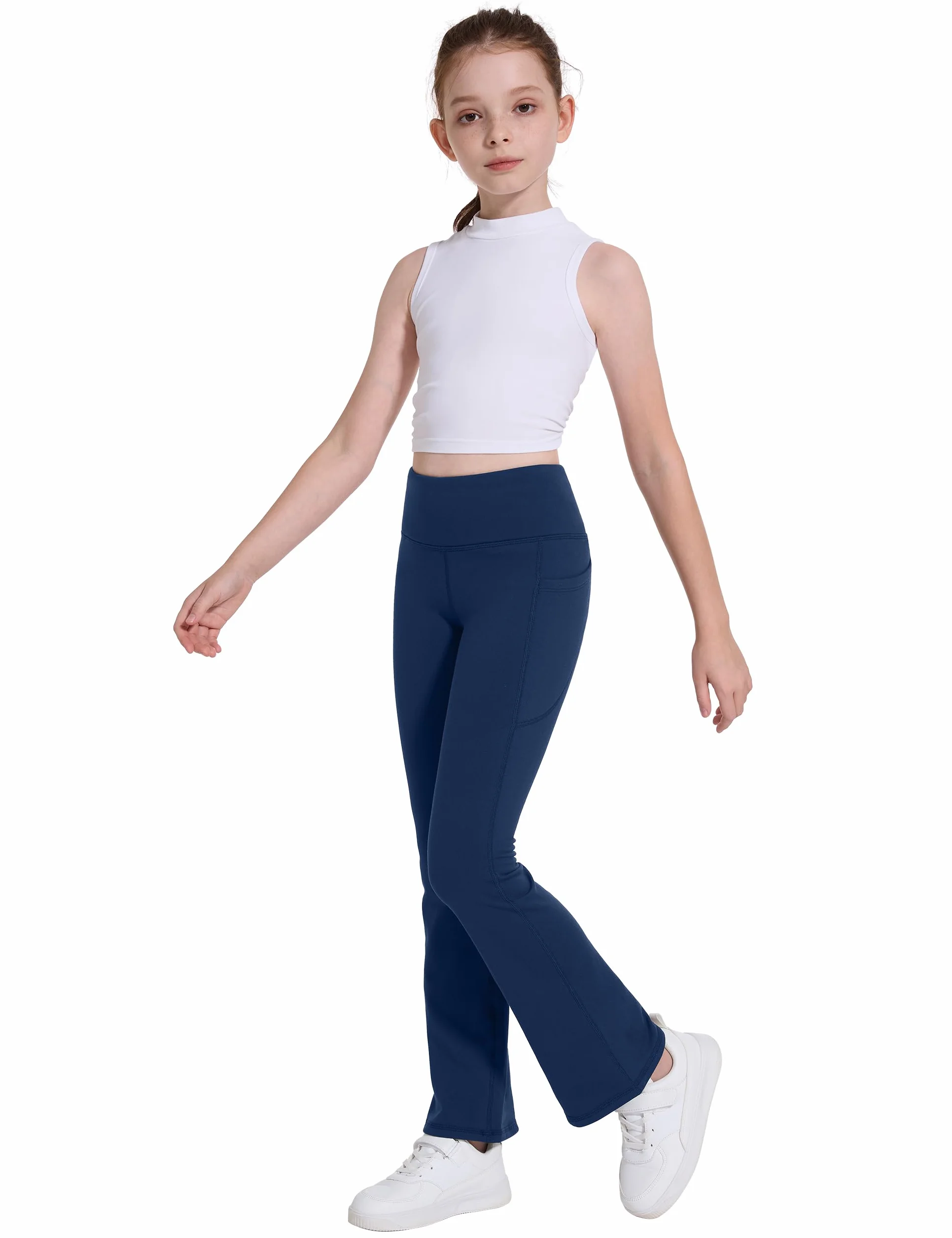 Desol Leggings svasati foderati in pile con tasche a vita alta pantaloni da yoga invernali a campana
