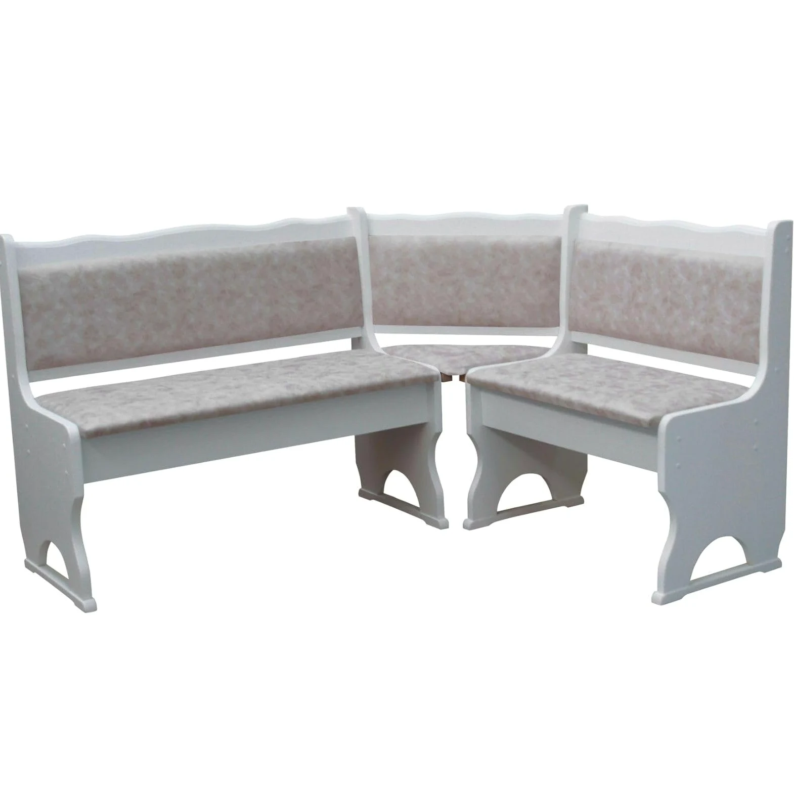 k koma Panchina angolare in pino massiccio bianco – Comoda imbottitura con ecopelle beige II – Elegante e durevole – Nuovo (160 x 200)