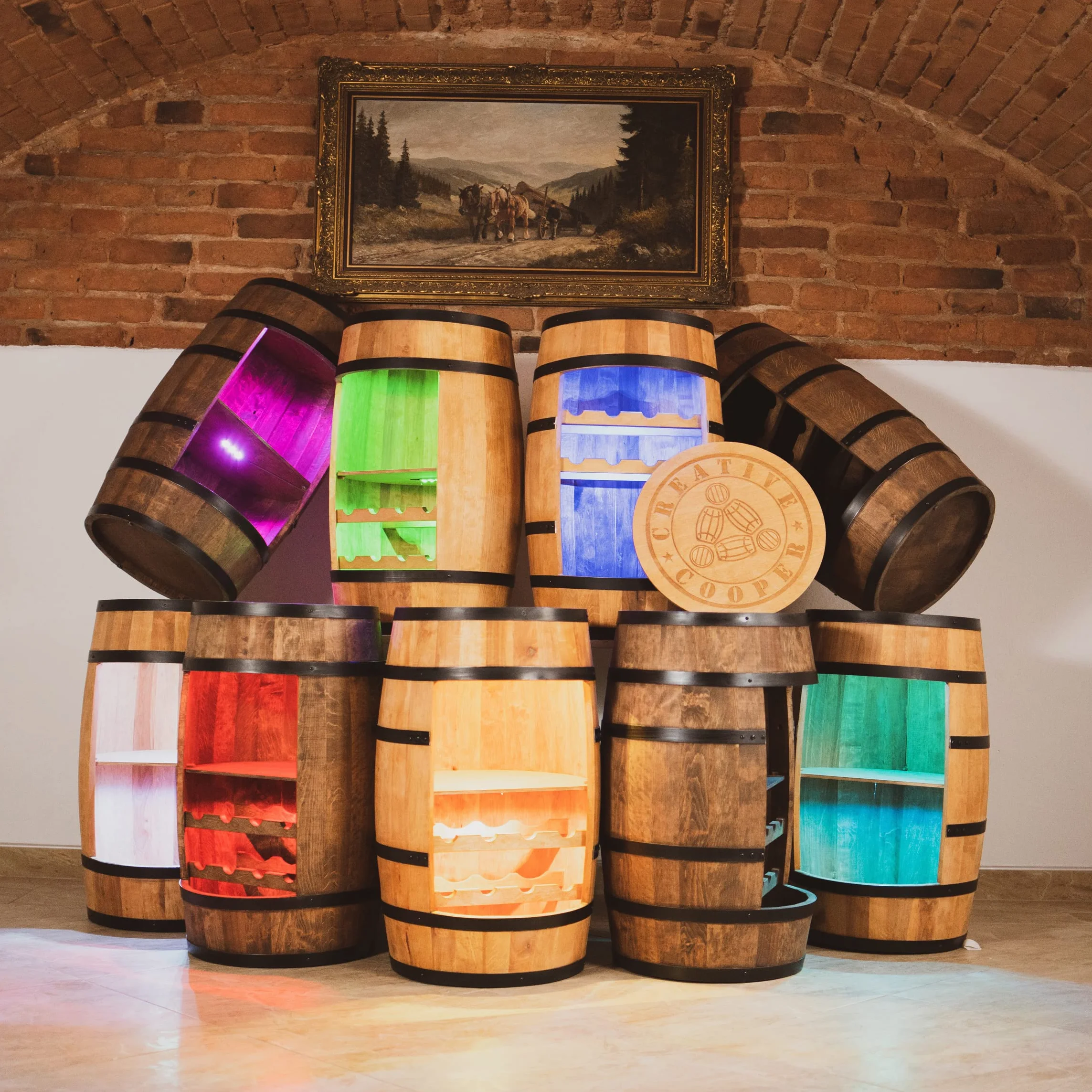 Scaffale per vino in legno – Mini bar – Armadietto per vino uomo e donna – Armadietto da bar con luci a LED – 80 cm di altezza – decorazione retrò scaffale per bar di casa mobili in legno di rovere
