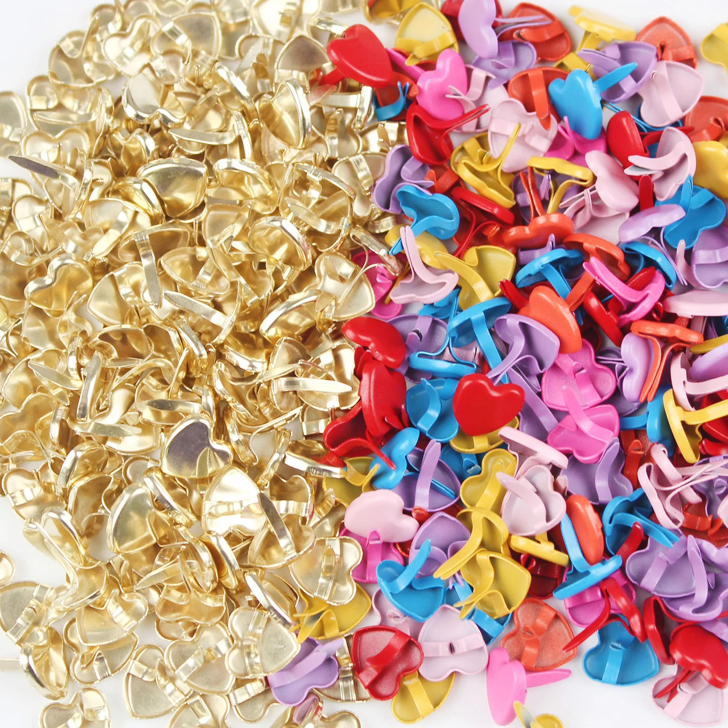 150 Pezzi fermacampioni,fermacampioni Piccoli,Mini fermacampioni Dorati a Forma di Cuore,Metallo Elementi di Fissaggio in Carta,per lavoretti Carta Scrapbooking Fai da Te Fatto a Mano