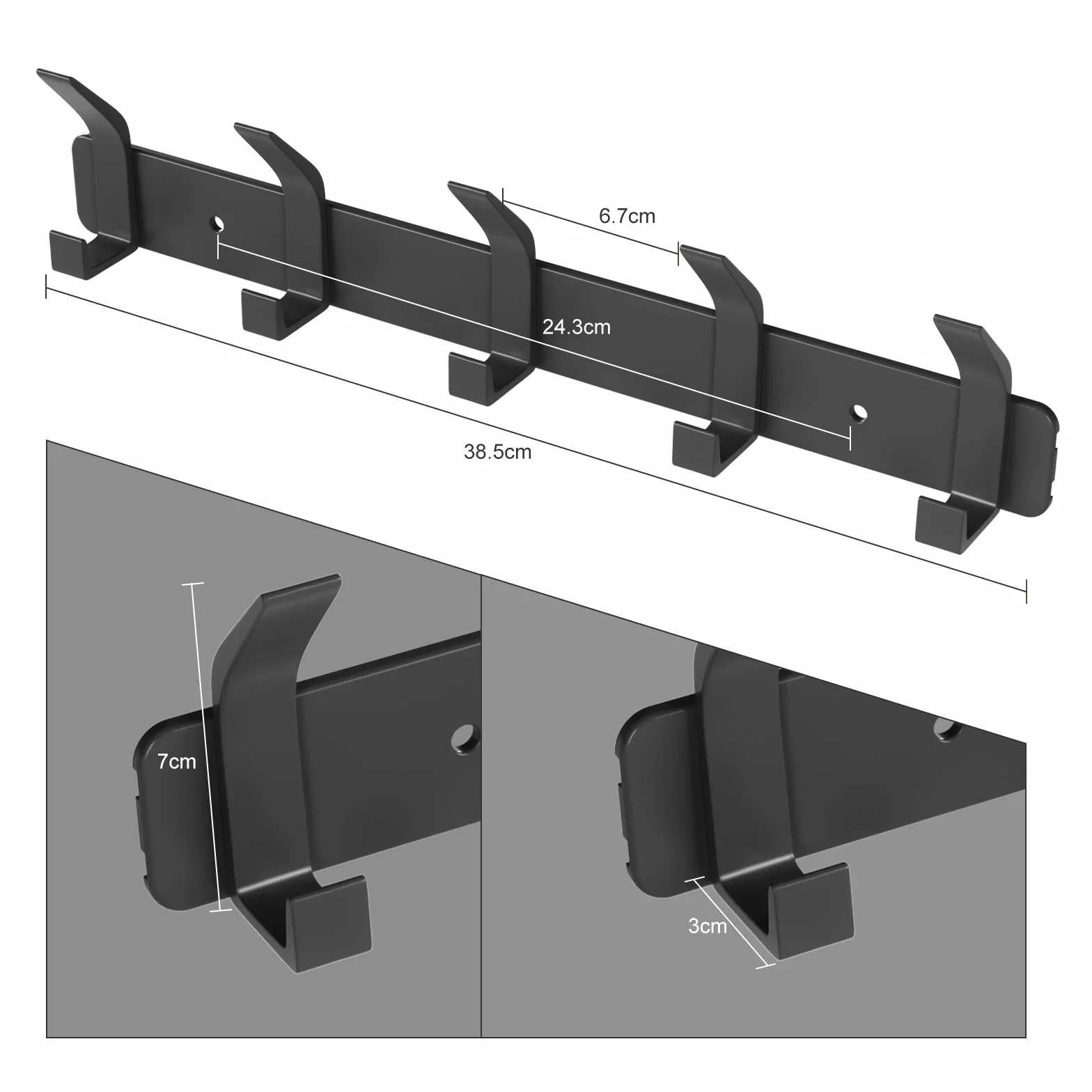 Appendiabiti Da Parete Nero Con 5 Ganci per Ingresso Camera da Letto
