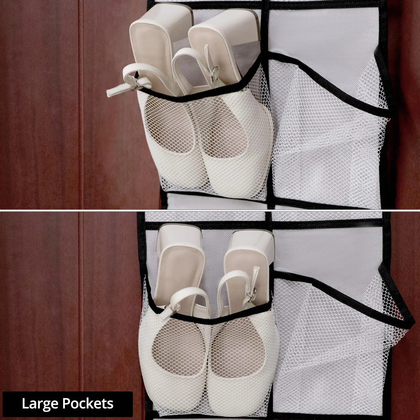QWORK Portaoggetti da appendere alla porta 12 tasche grandi bianco