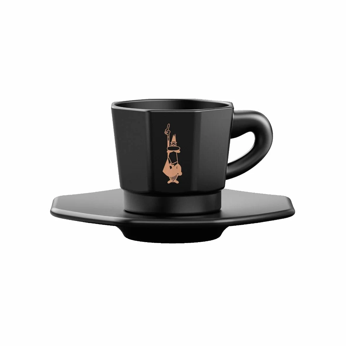 Bialetti Tazzine Ottagonali Porcellana Nero-Oro Rosa 75 Unità
