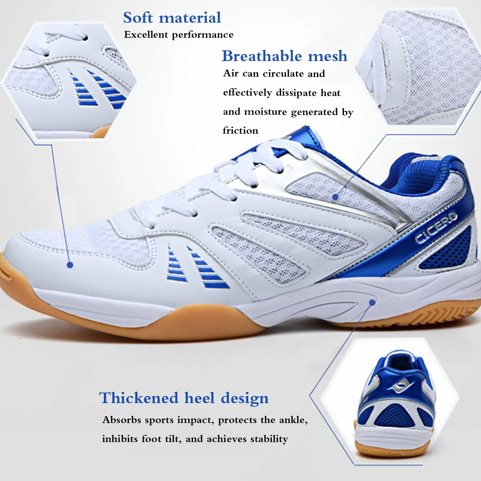 Scarpe da Badminton Uomo Comode Resistenti Suola Presa Attiva Indoor Tennis Squash Table Tennis Basketball Padel