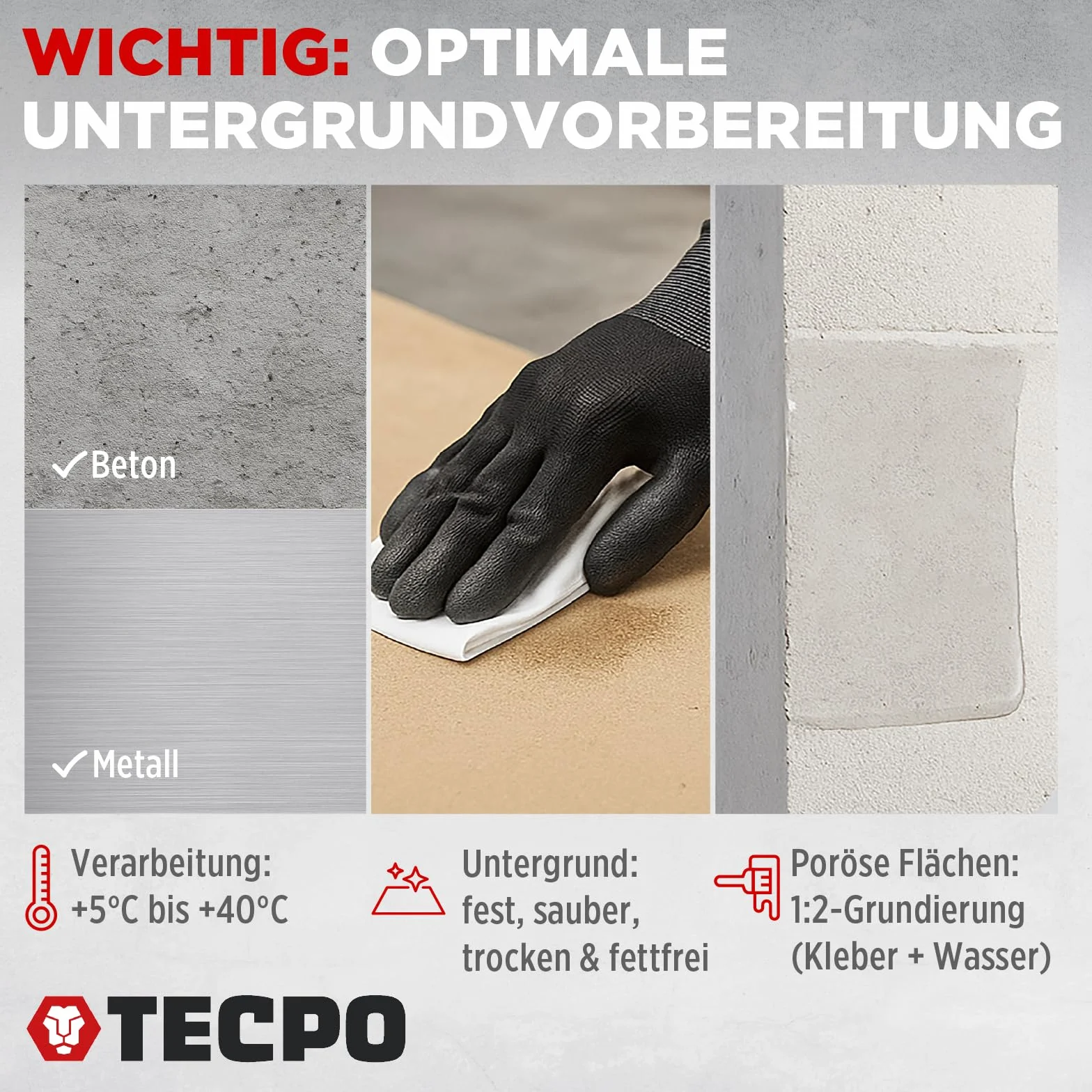 TECPO Colla di montaggio Fix Power 480 g universale 200 kg 10 cm² per pannelli acustici polistirolo battiscopa
