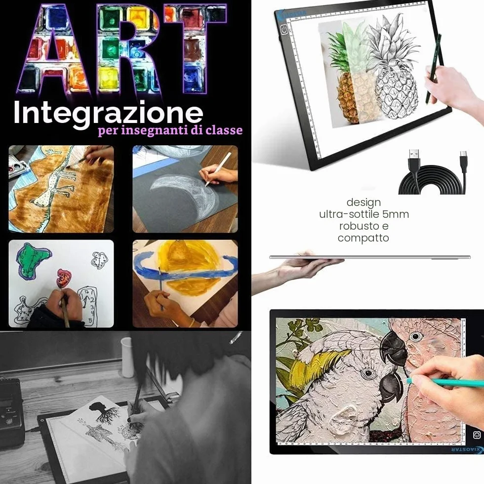 A4 LED Copy Board Light Box Drawing Pad Tracing Table USB Brightness Adjustable for Artists Animation Sketching X-ray Viewing