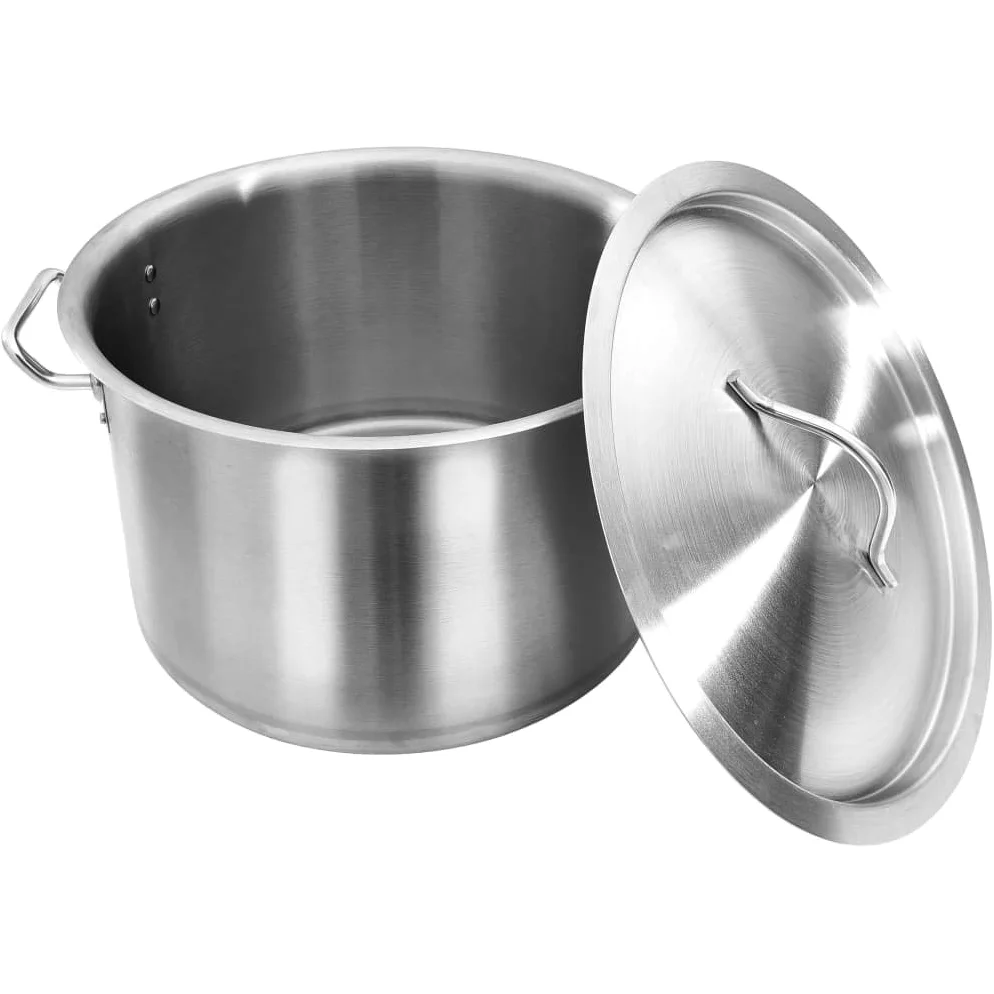 Pentola in acciaio inox, 32 l, 40 x 26 cm, con coperchio e manici, adatta per fornelli a induzione e a gas, pentola universale per cucinare, cuocere, stufare in casa e gastronomia