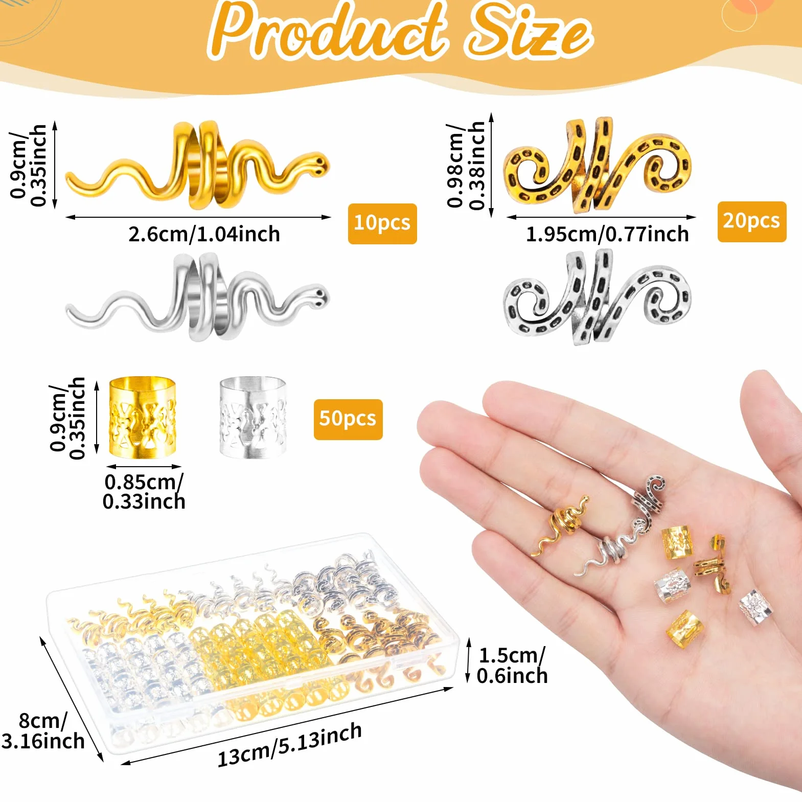 Pezzi Spirale Anelli per Capelli Trecce, Accessori per Treccia in Lega, Perline Gioielli Capelli Vichingo