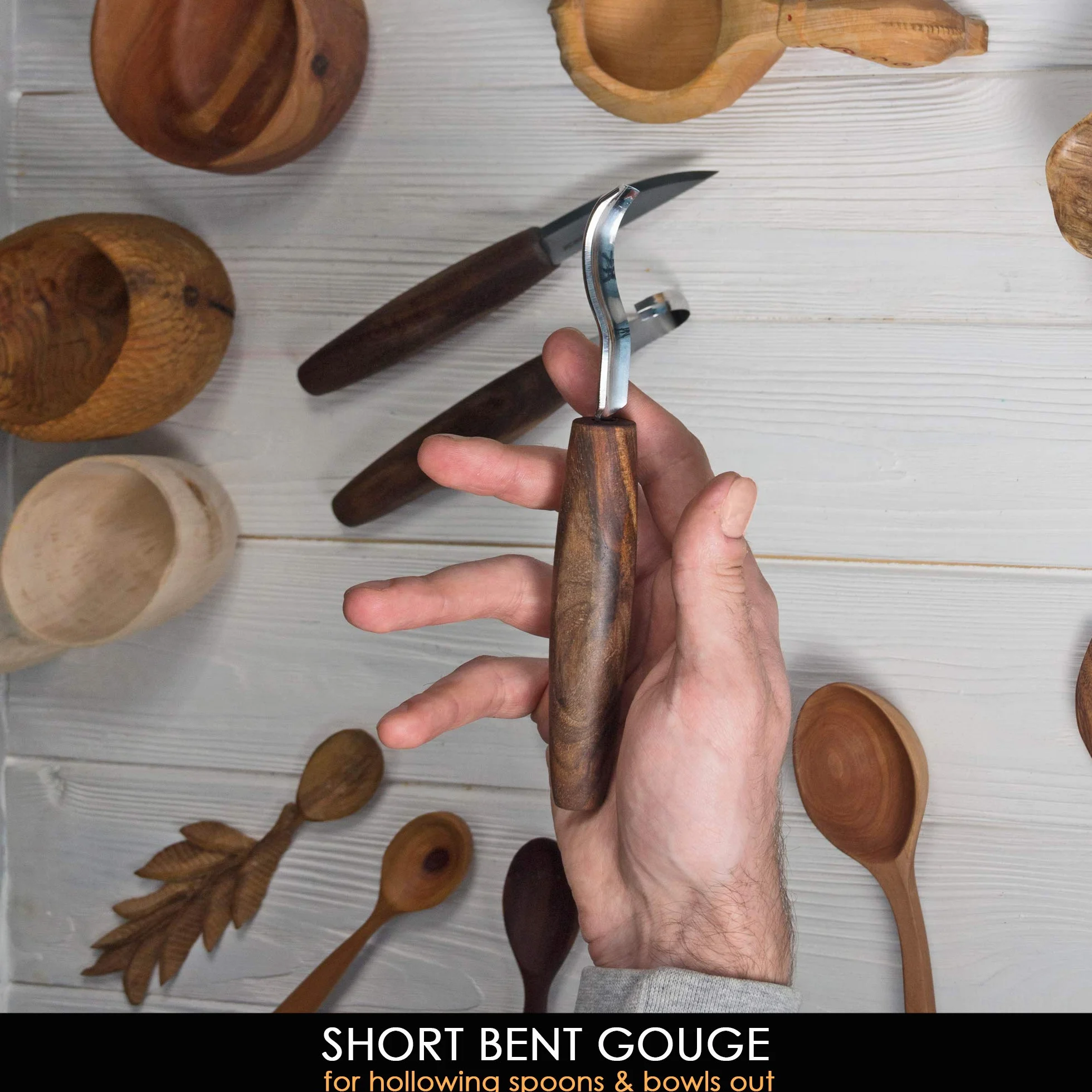 BeaverCraft Kit Deluxe Intaglio Cucchiai S14x – Set Whittling per Legno con Coltello Sloyd, Coltello a Uncino, Sgorbia, Custodia Rotolabile in Pelle e Cinturino con Pasta Lucidante
