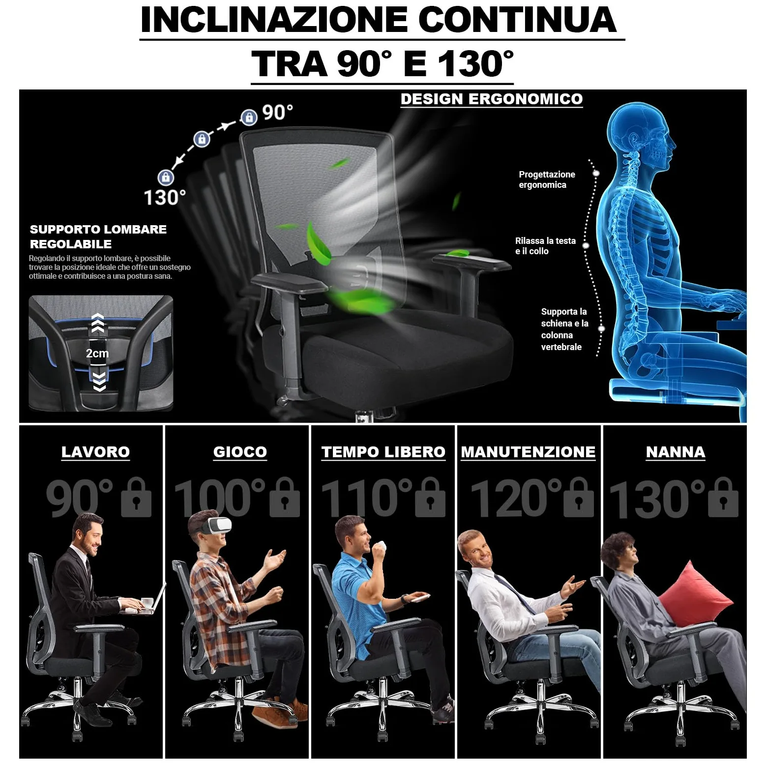 MELOKEA Sedia Ufficio Ergonomica XXL, Big & Tall con Seduta a Molle | 200kg Portata, Schienale Alto, Seduta Extra Larga 14cm, Ruote in Gomma, Sedia Gaming