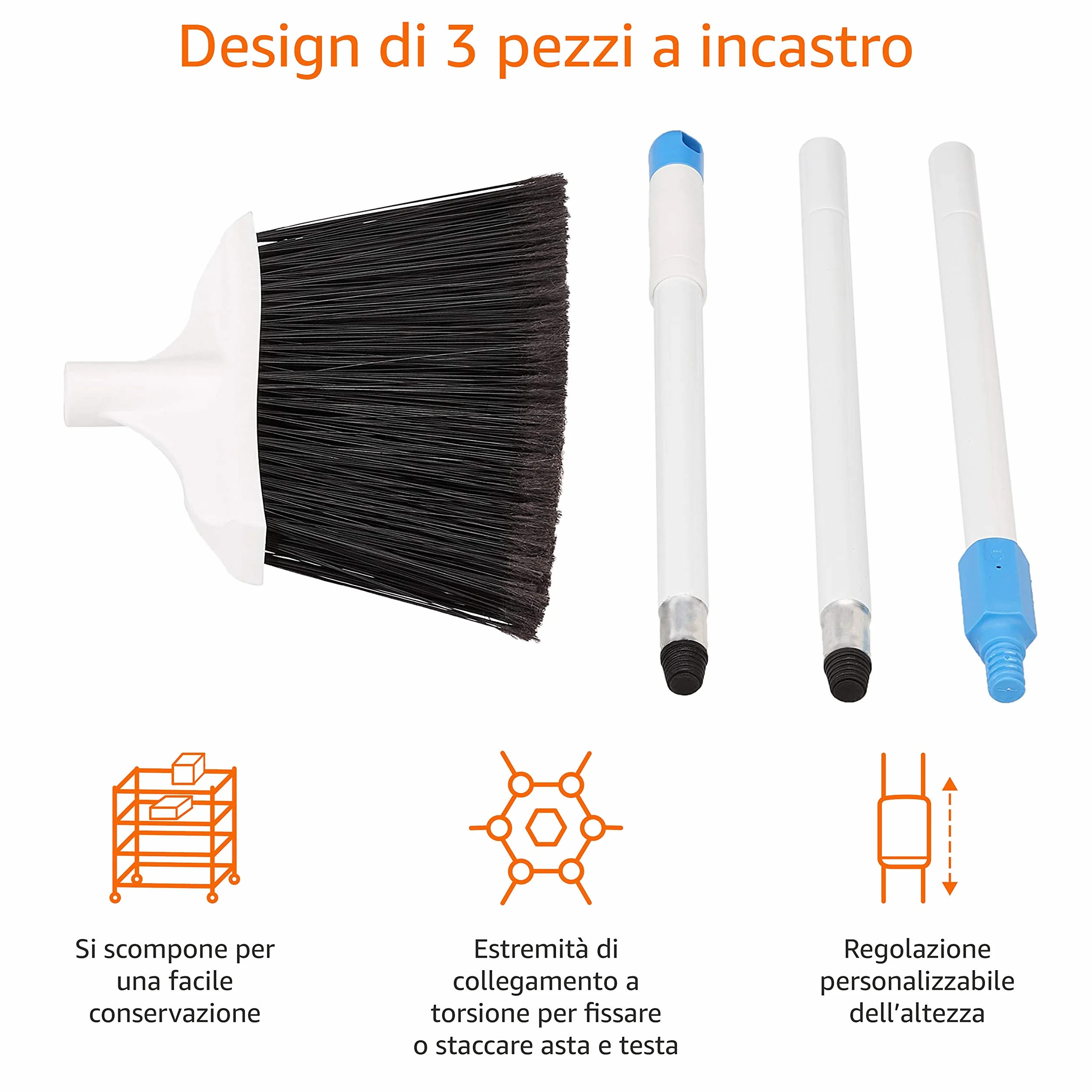 Amazon Basics Scopa per impieghi gravosi, blu e bianco