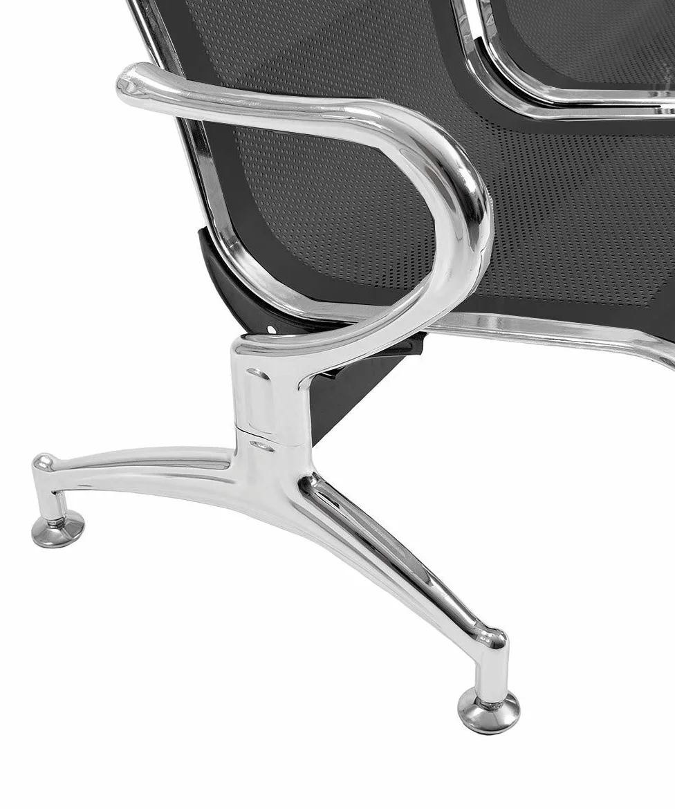 Panca per sala d’attesa COLORE NERO, sedute ufficio, panche in acciaio per studio professionale e sala d'aspetto (4_posti)