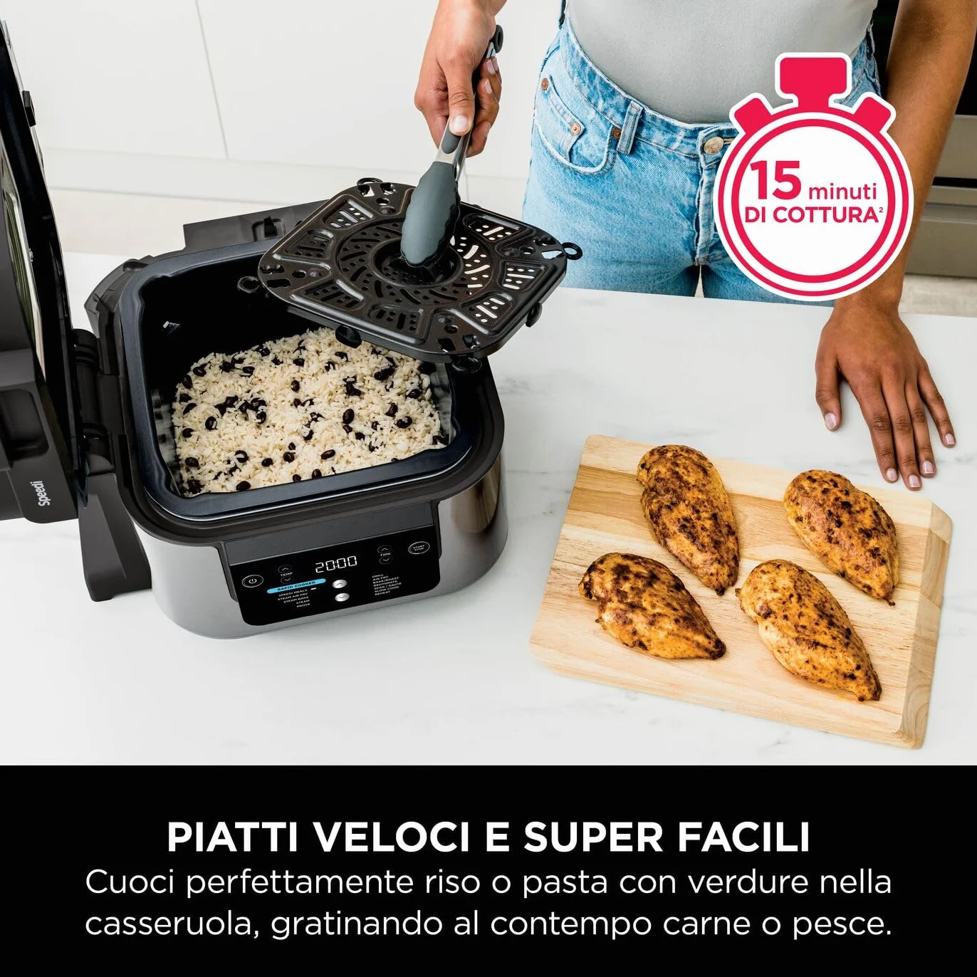 Ninja Speedi Pentola Elettrica Rapida 10 in 1 Friggitrice ad Aria 5,7L Nero ON500EU