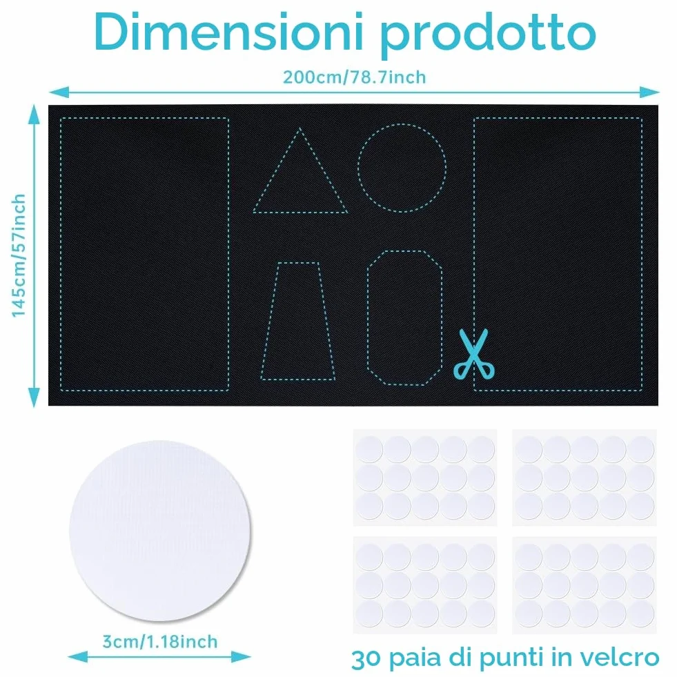 Tessuto Oscurante Finestra 200x145cm Tende Oscuranti per Interni Portatile con 30 Paia di Adesivo