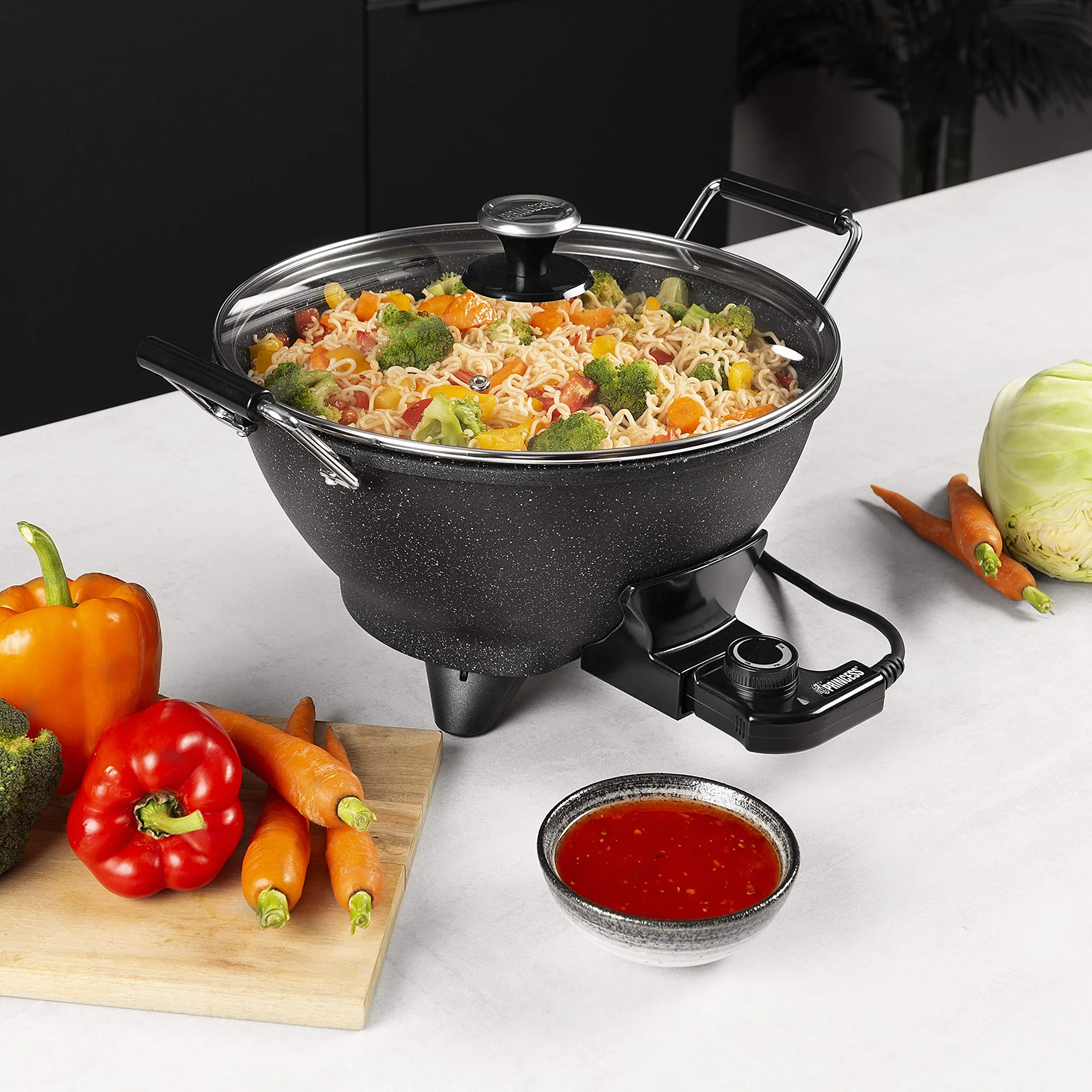 Princess Wok Elettrico Stir-Fry 1400W 7L 30cm Ghisa Nero