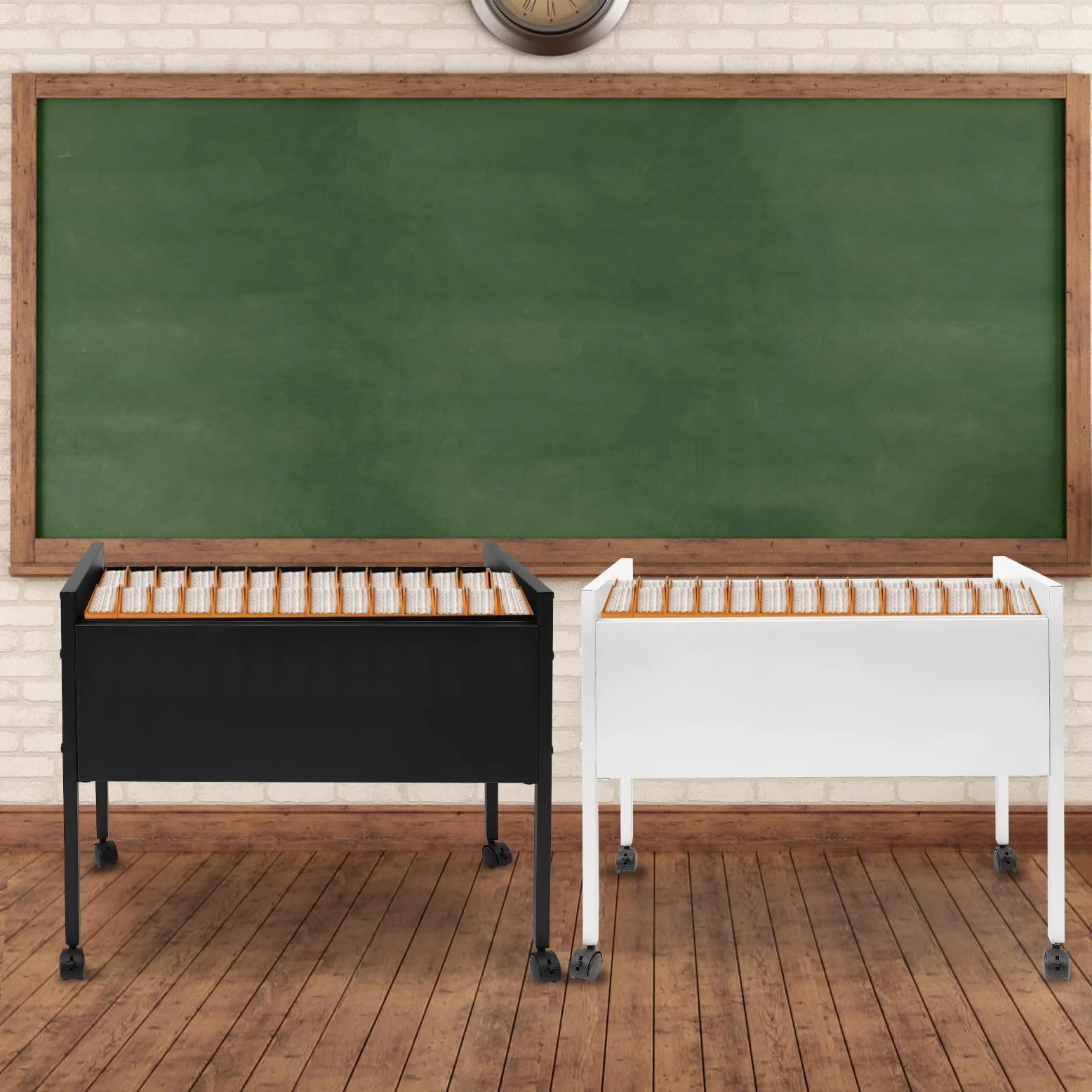 Armadietto arrotolabile con ruote, carrello portadocumenti arrotolabile per cartelle sospese, capacità di carico 30 kg, per uffici, sale conferenze, studio, appartamenti, argento, 70 x 37 x 60 cm