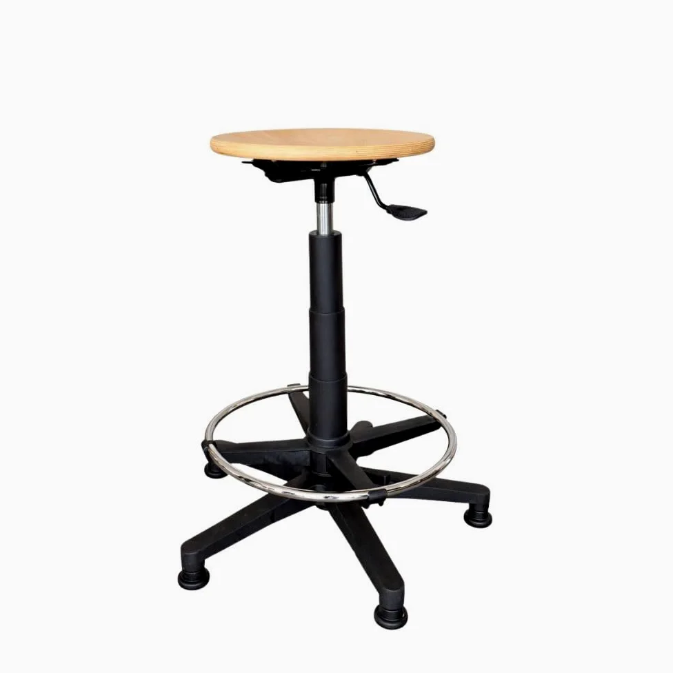 IDEALSEDIE Sgabello CON PIEDINI girevole regolabile in altezza, PUO' ESSERE RICHIESTO CON RUOTE IN FASE DI ORDINE IN ALTERNATIVA AI PIEDINI, tondello in multistrato di faggio - H Min 57Cm H Max 83 Cm