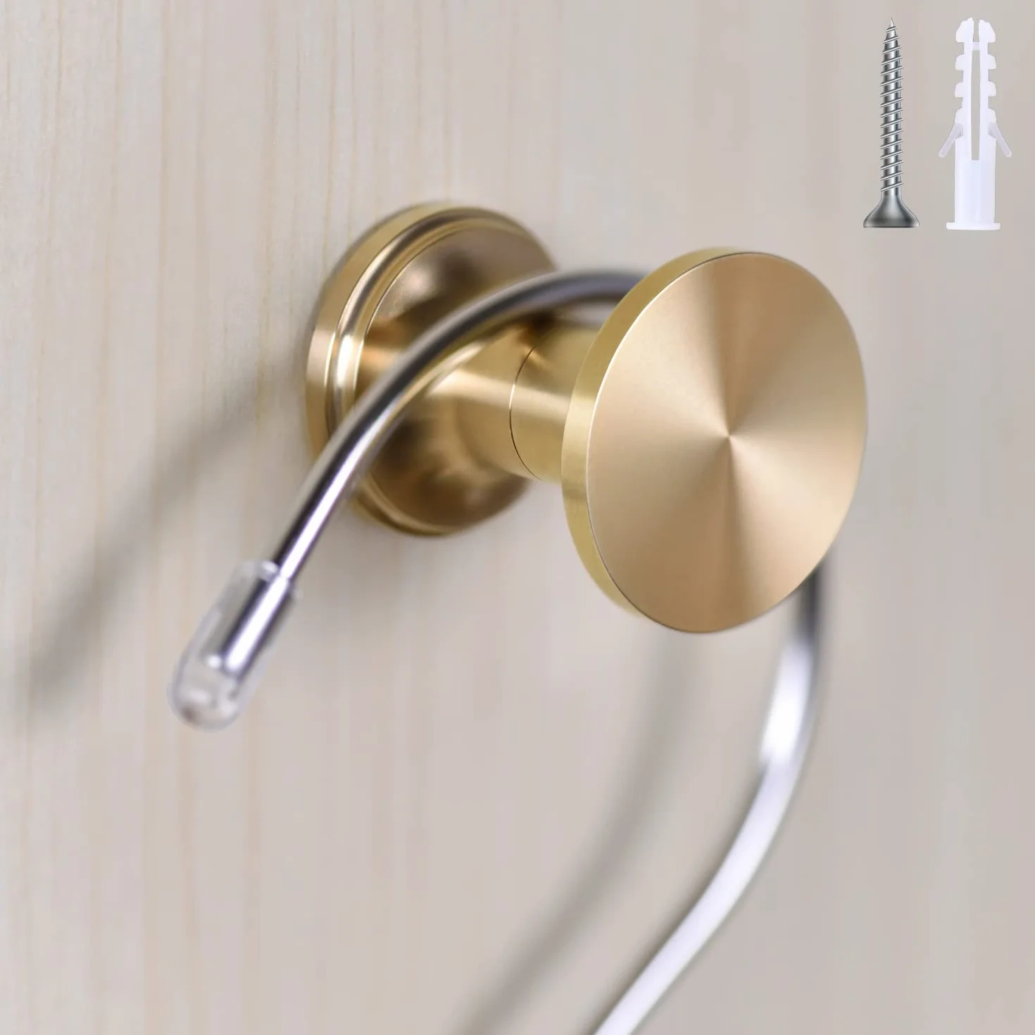Gancio da parete in ottone massiccio 40 kg con viti e tasselli 1 pezzo design rotondo