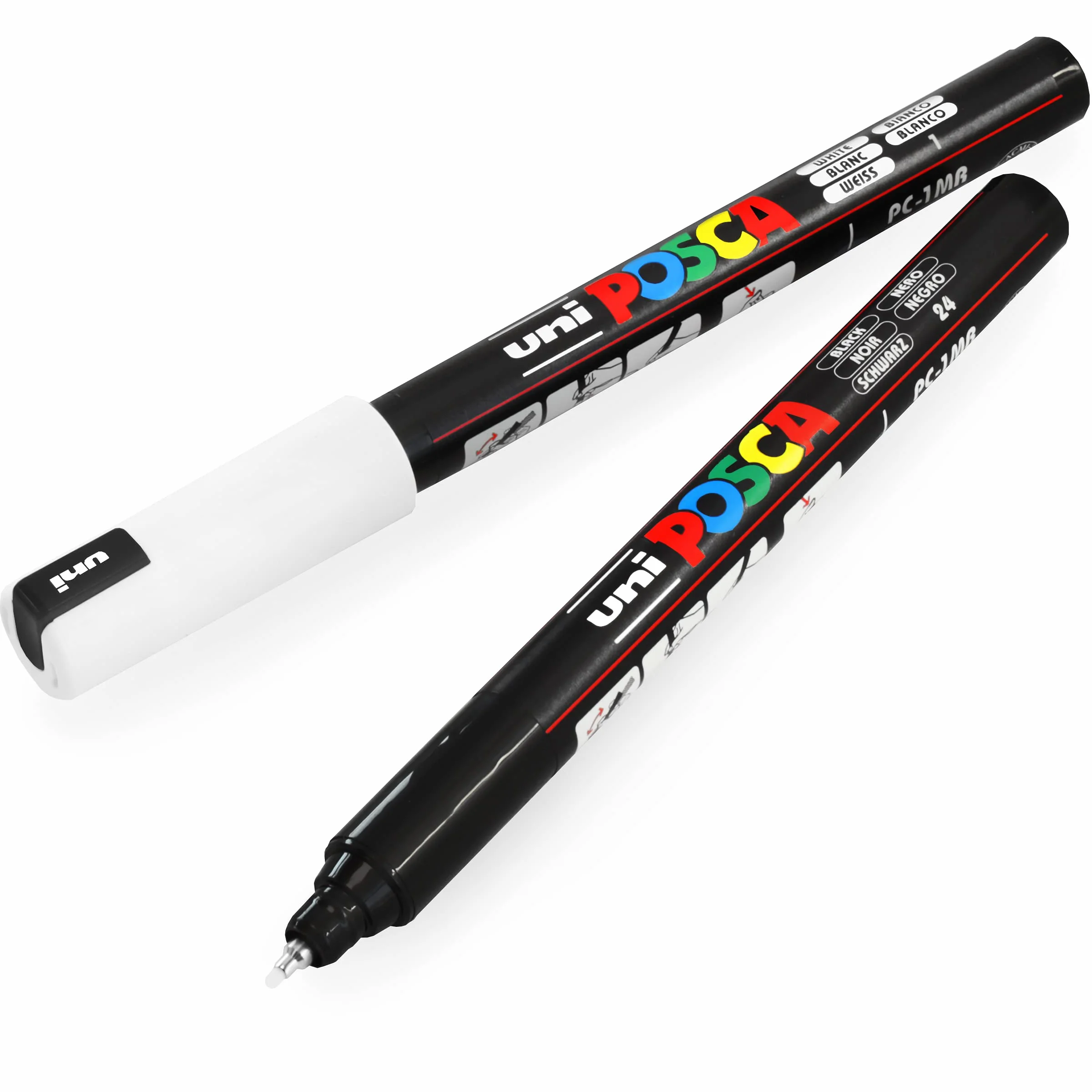 Posca Uni PC-1MR Pennarelli per pittura artistica 0,7 mm bianco nero confezione da 2