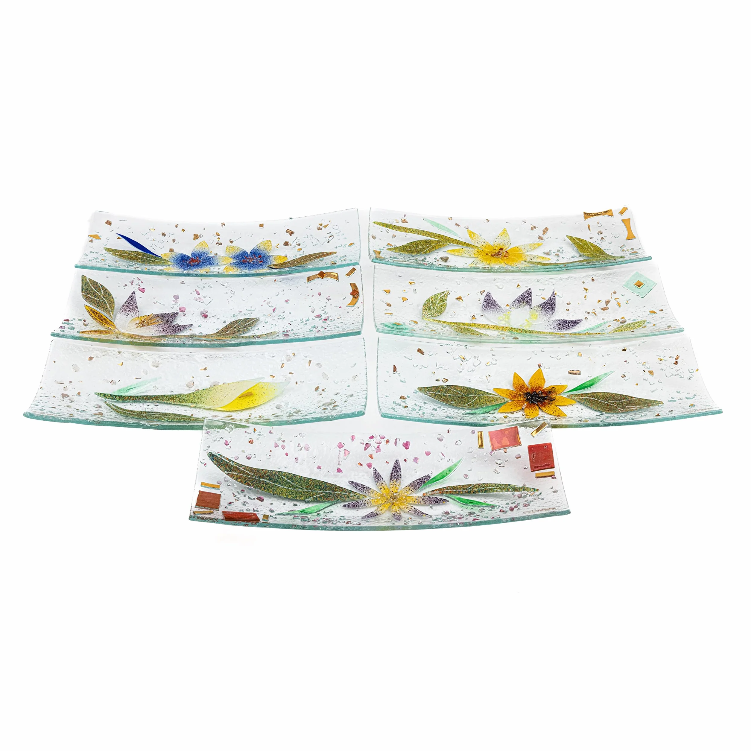 Sospiri Venezia Svuotatasca Piatto Soprammobile Decoro Floreale Vetro Murano Centrotavola Arredo Casa Idea Regalo Realizzato a Mano Made Italy (cm 30 X13 Rettangolare)