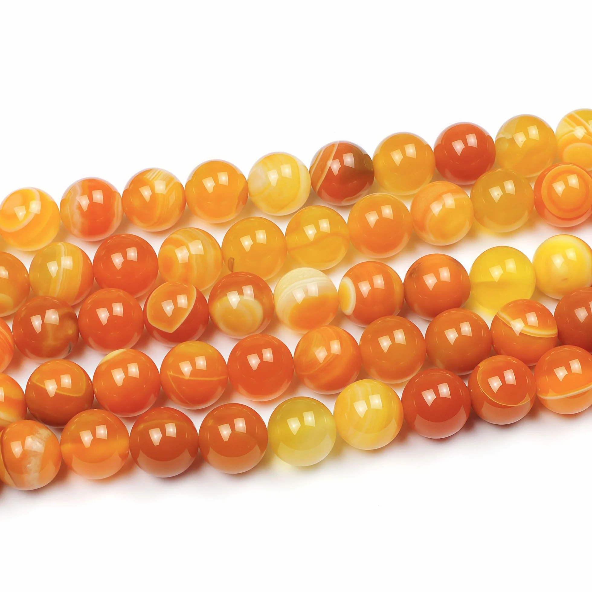 Perline di Pietra Naturale 8mm Agata Arancione Striata 43 pezzi per Creazione Braccialetti Collane Gioielli Fai Da Te