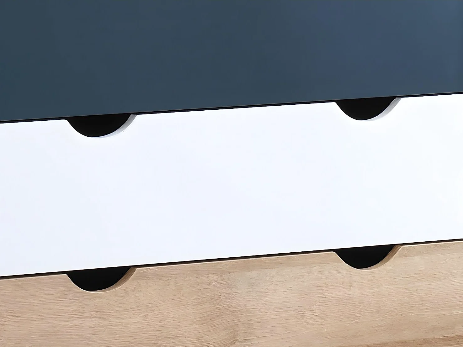 Vente-unique - Comò 6 cassetti le, Bianco e Blu marine - LURVIA