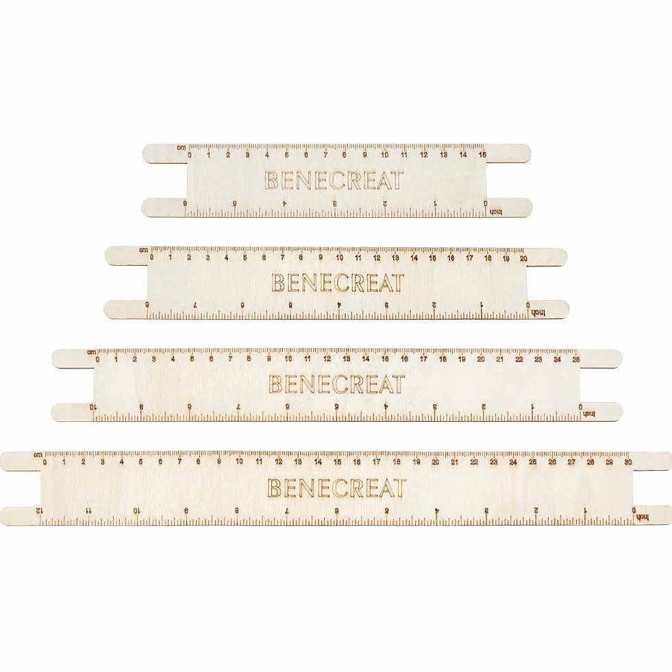 BENECREAT Strumento di Misurazione per Cordone Macramè in Legno 4 pz