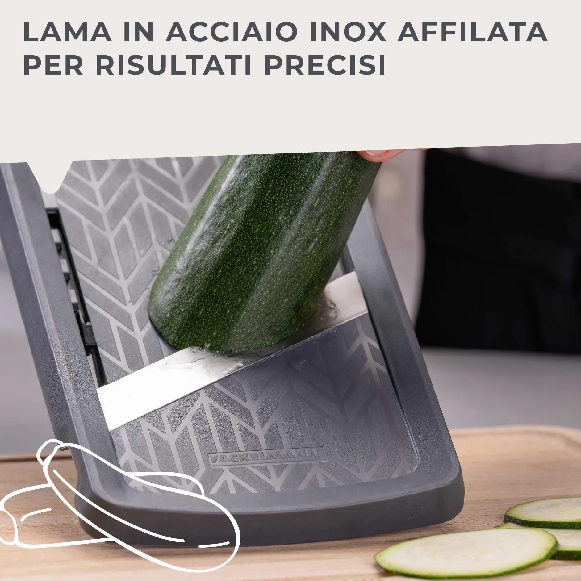 Fackelmann Mandolina affettaverdure regolabile lama acciaio inox 4 livelli taglio