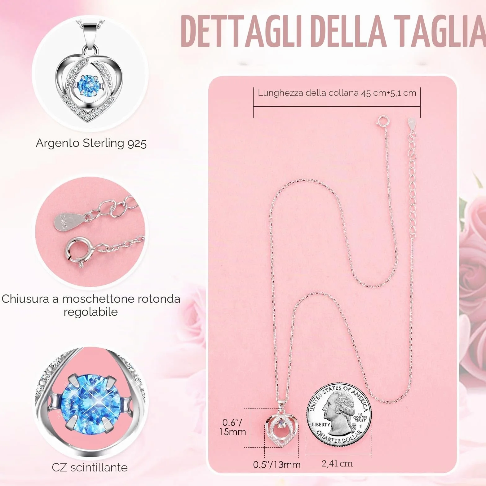 ADDWel Rosa Stabilizzata Eterna con Collana e Orsetto di Rose, Idee Regalo Compleanno per Donna Mamma Fidanzata Moglie