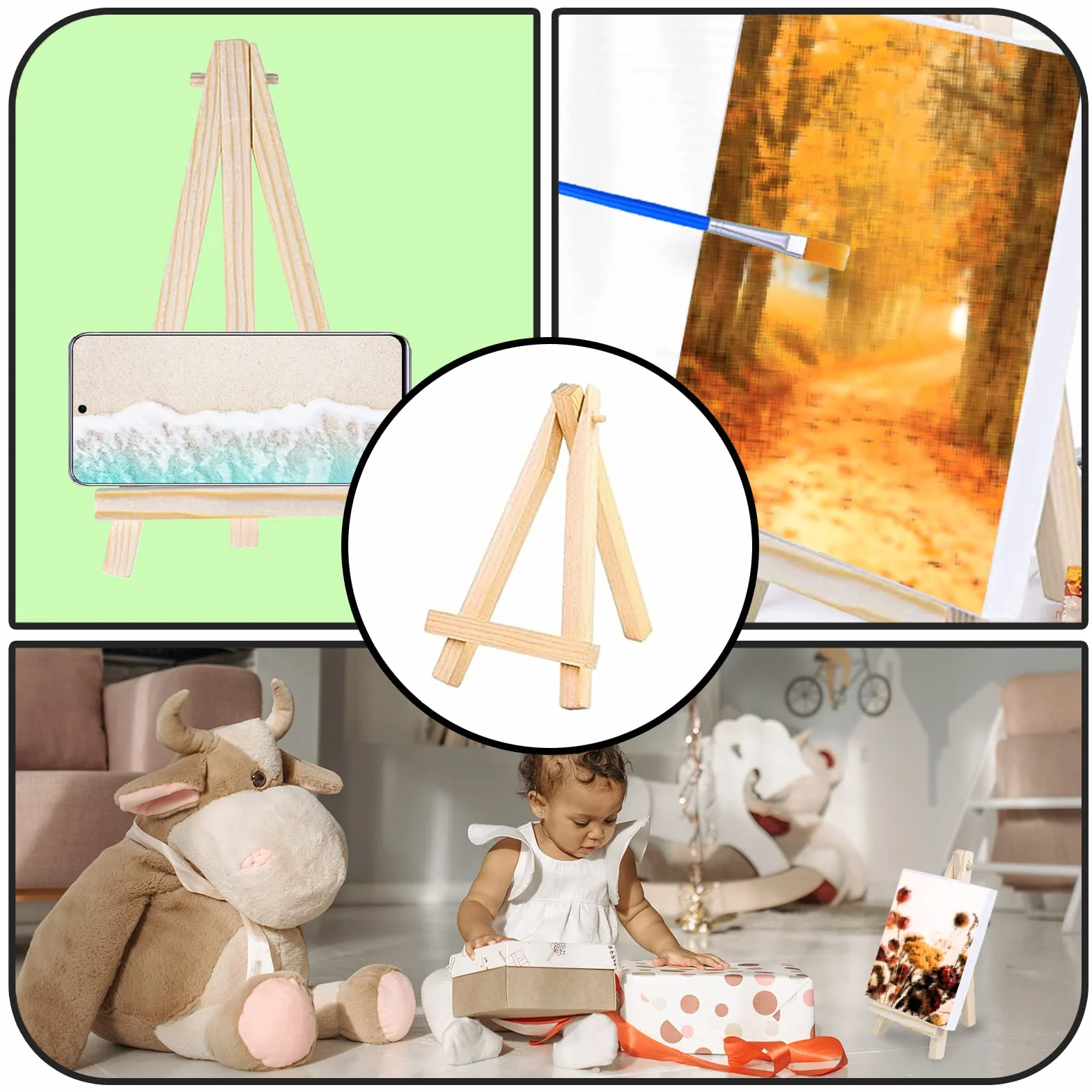ZoeTekway 10 mini cavalletto da tavolo in legno triangolare per esposizione