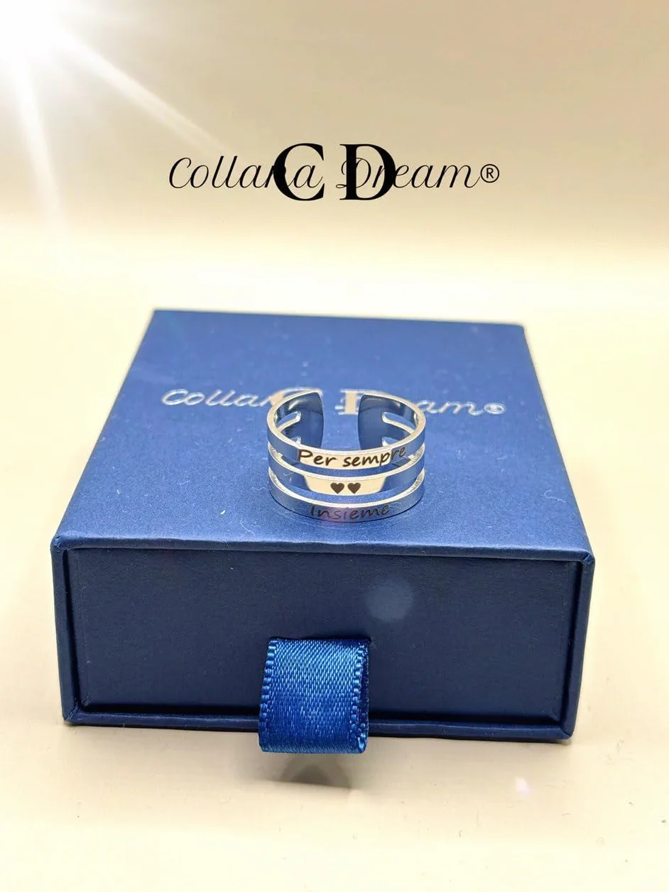 Anello Personalizzato a 3 Fasce in Acciaio Inossidabile con Incisione Gratuita Gioiello Unisex