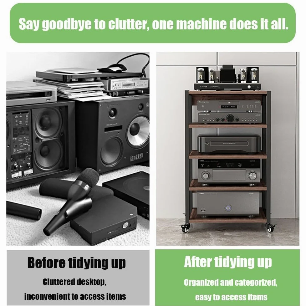Generico Rack Multimediale AV Mobile, Mobiletto Porta Componenti Aperto HiFi A 2 3 4 Ripiani, Mobile Stereo HiFi Con Ripiani Regolabili, Altoparlanti Rack(55x40x48.5cm/21.7x15.8x19in)