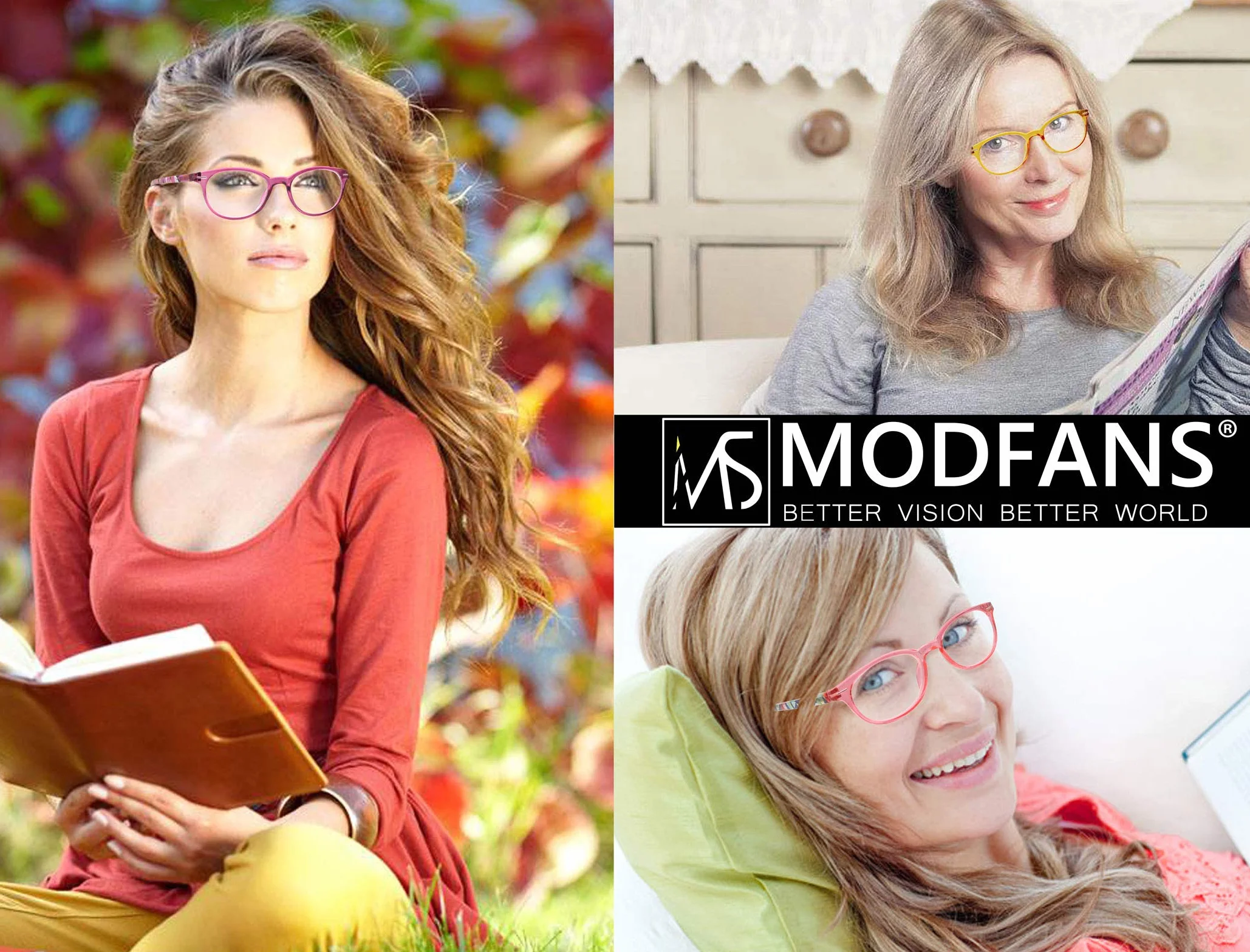 MODFANS Occhiali da Lettura Donna Cerniera a Molla Leggera Custodia Colori Misti