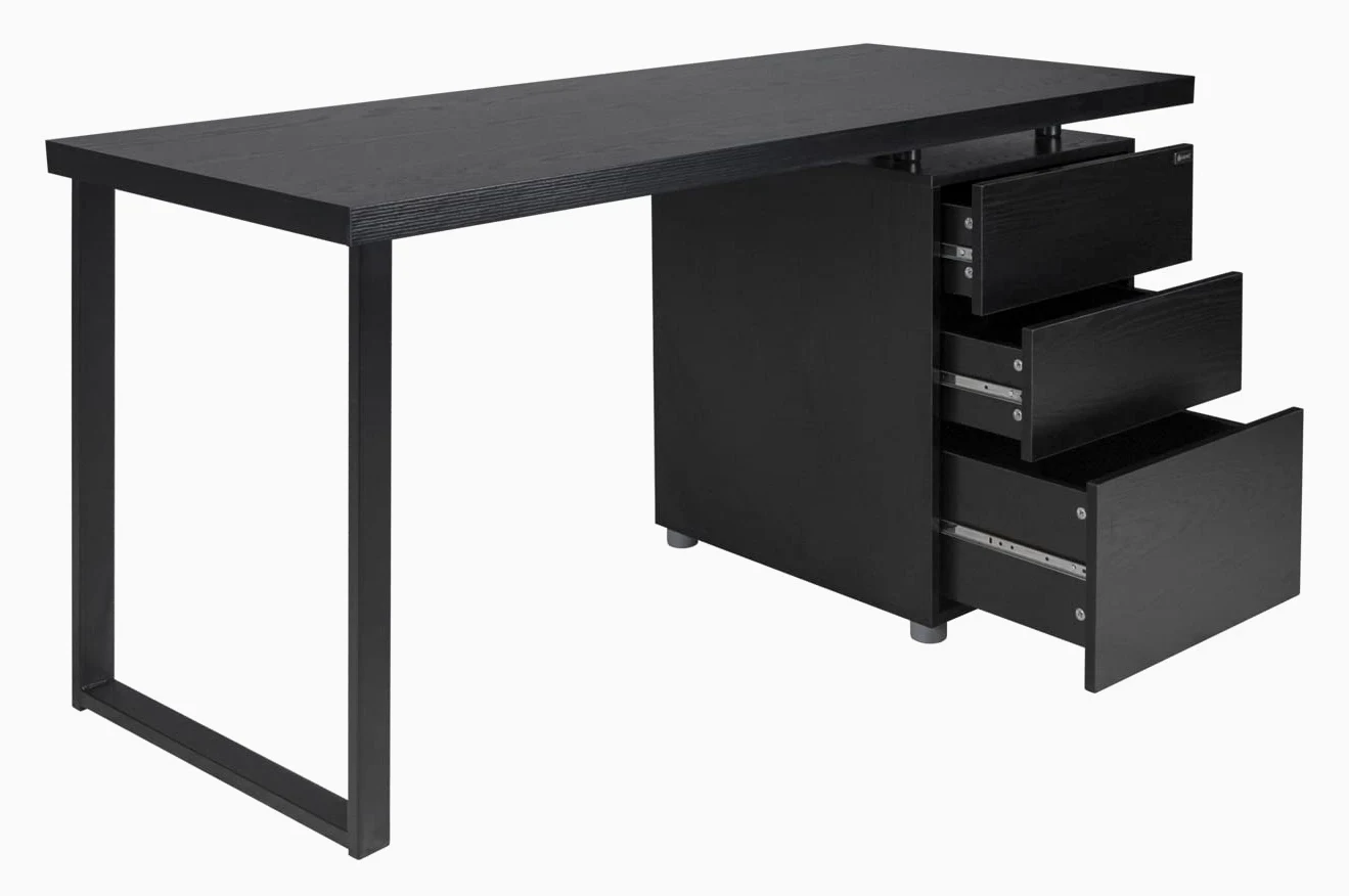 SAMIRA Scrivania per ufficio con cassettiera scrivania per cameretta colore nero mod. Althea