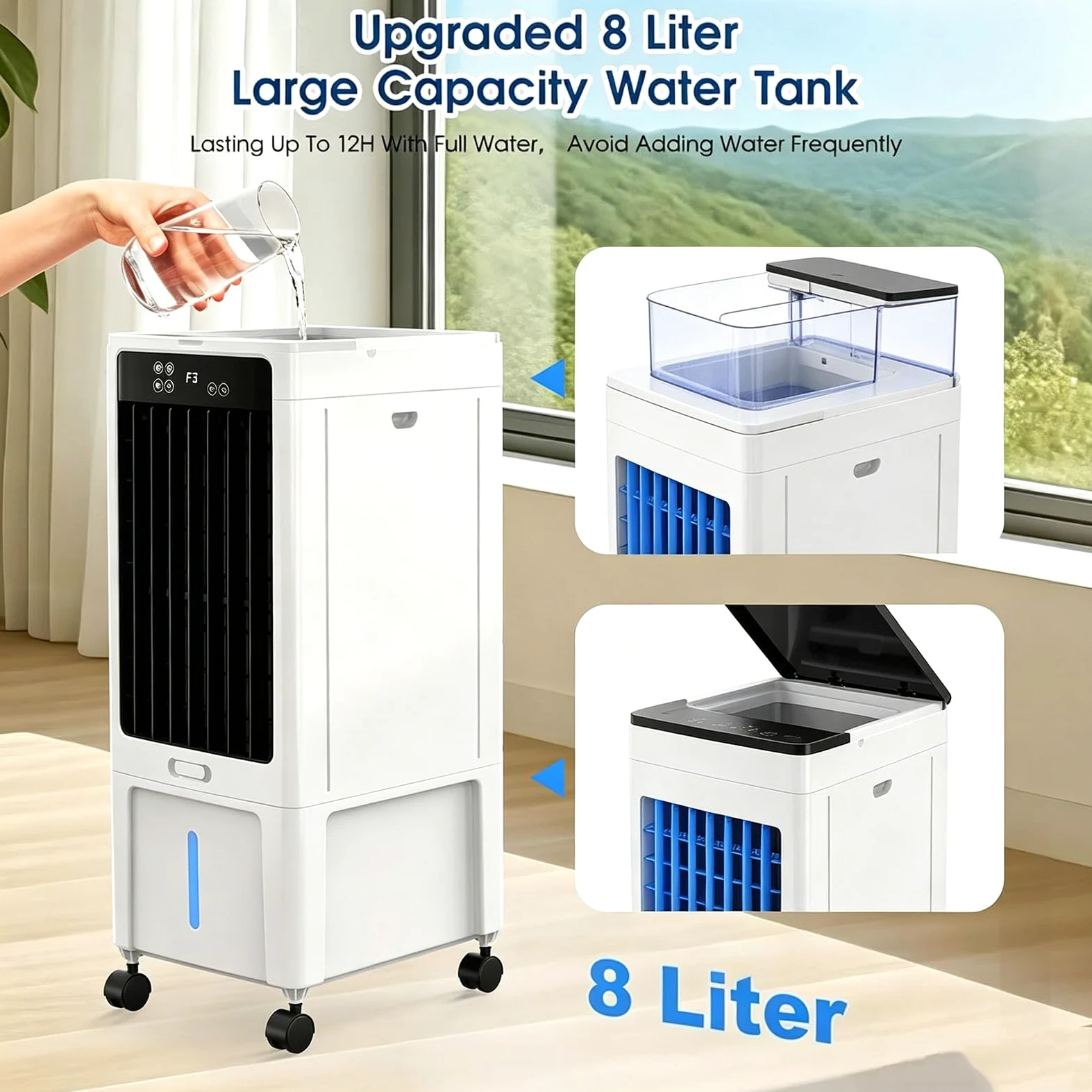 50W con Tanica 12L, Funzione Freddo e Telecomando –, Touch Control e Ionizzatore Telecomando, timer da 12 ore, 3 velocità <45 dB