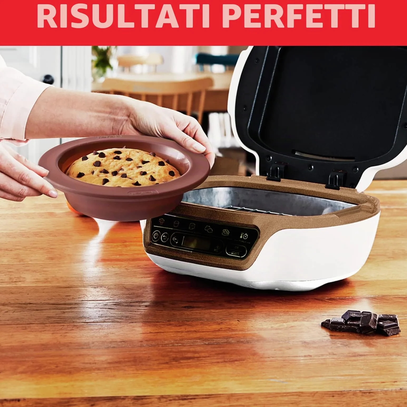 Tefal Macchina per Torte Cake Factory+ 5 Programmi Automatici 1 Manuale 3 Stampi Flessibili 1 Stampo Acciaio Rivestito Crispybake