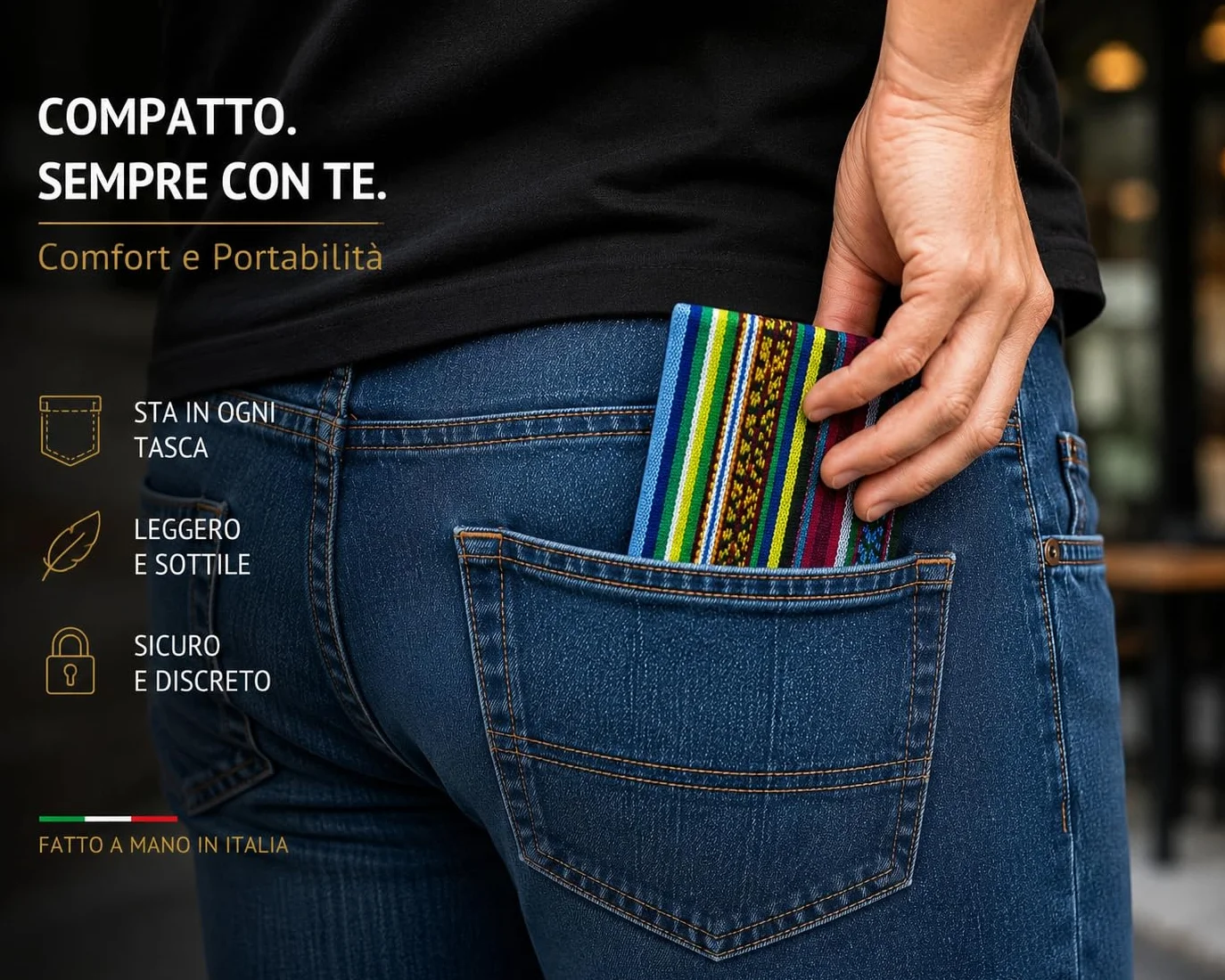 Russo Handmade Portatabacco Artigianale in Tessuto con Doppia Zip, 4 Scomparti, Melangè Blu